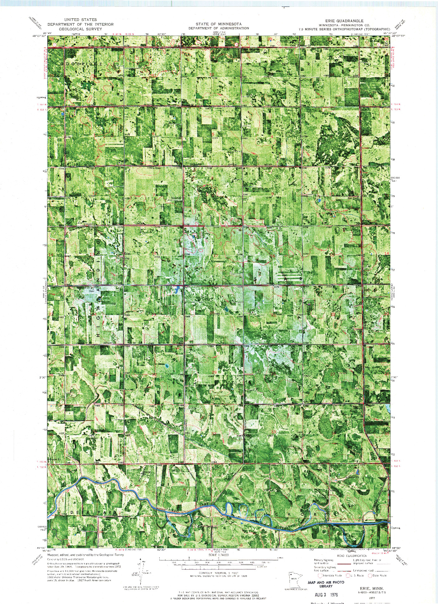 USGS 1:24000-SCALE QUADRANGLE FOR ERIE, MN 1972