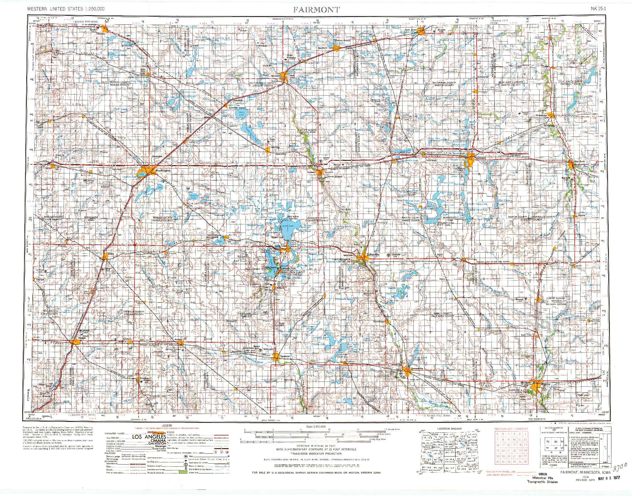 USGS 1:250000-SCALE QUADRANGLE FOR FAIRMONT, MN 1954