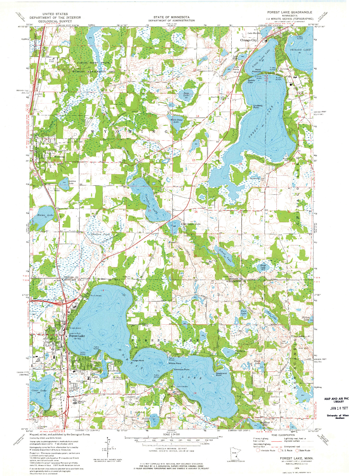 USGS 1:24000-SCALE QUADRANGLE FOR FOREST LAKE, MN 1974