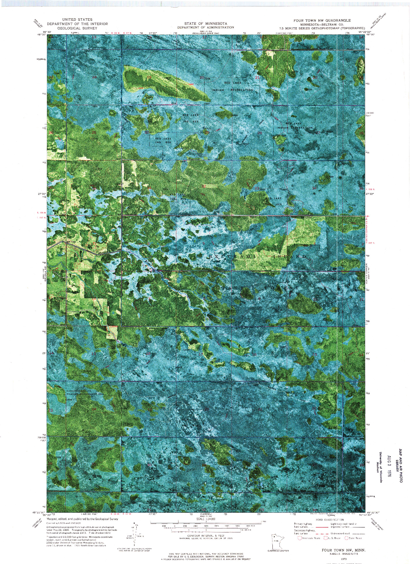 USGS 1:24000-SCALE QUADRANGLE FOR FOUR TOWN NW, MN 1973