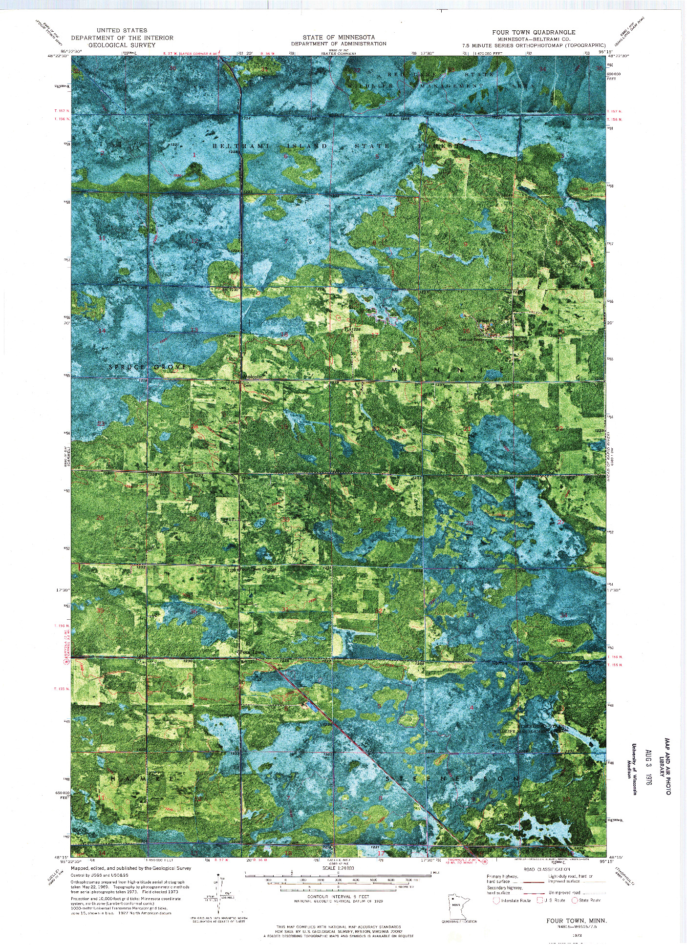 USGS 1:24000-SCALE QUADRANGLE FOR FOUR TOWN, MN 1973