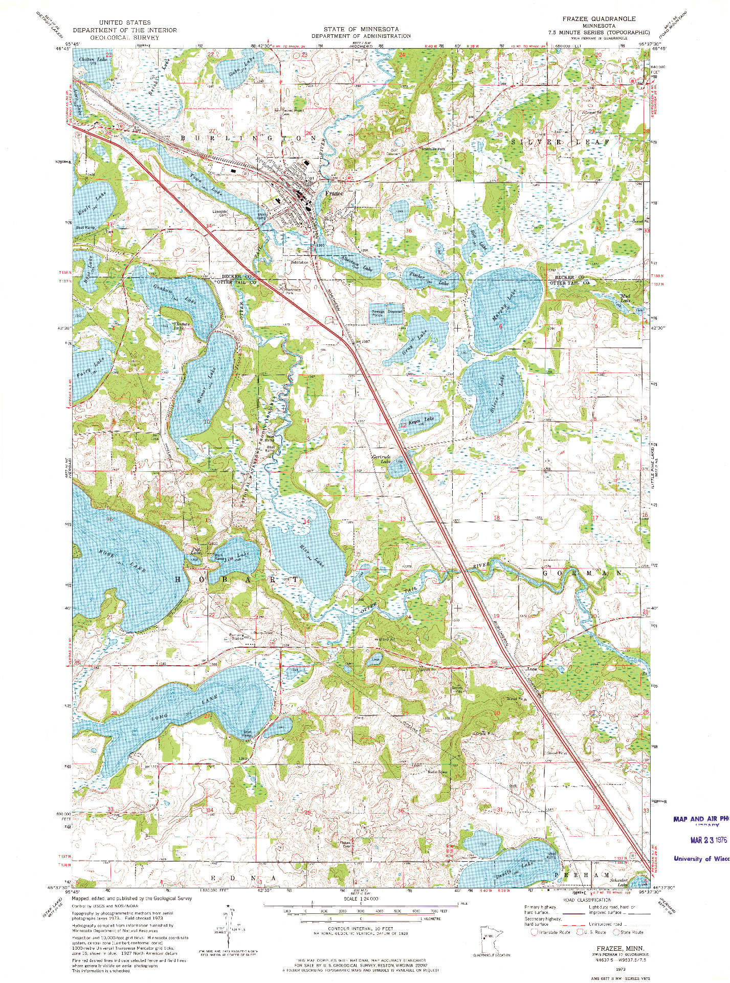 USGS 1:24000-SCALE QUADRANGLE FOR FRAZEE, MN 1973