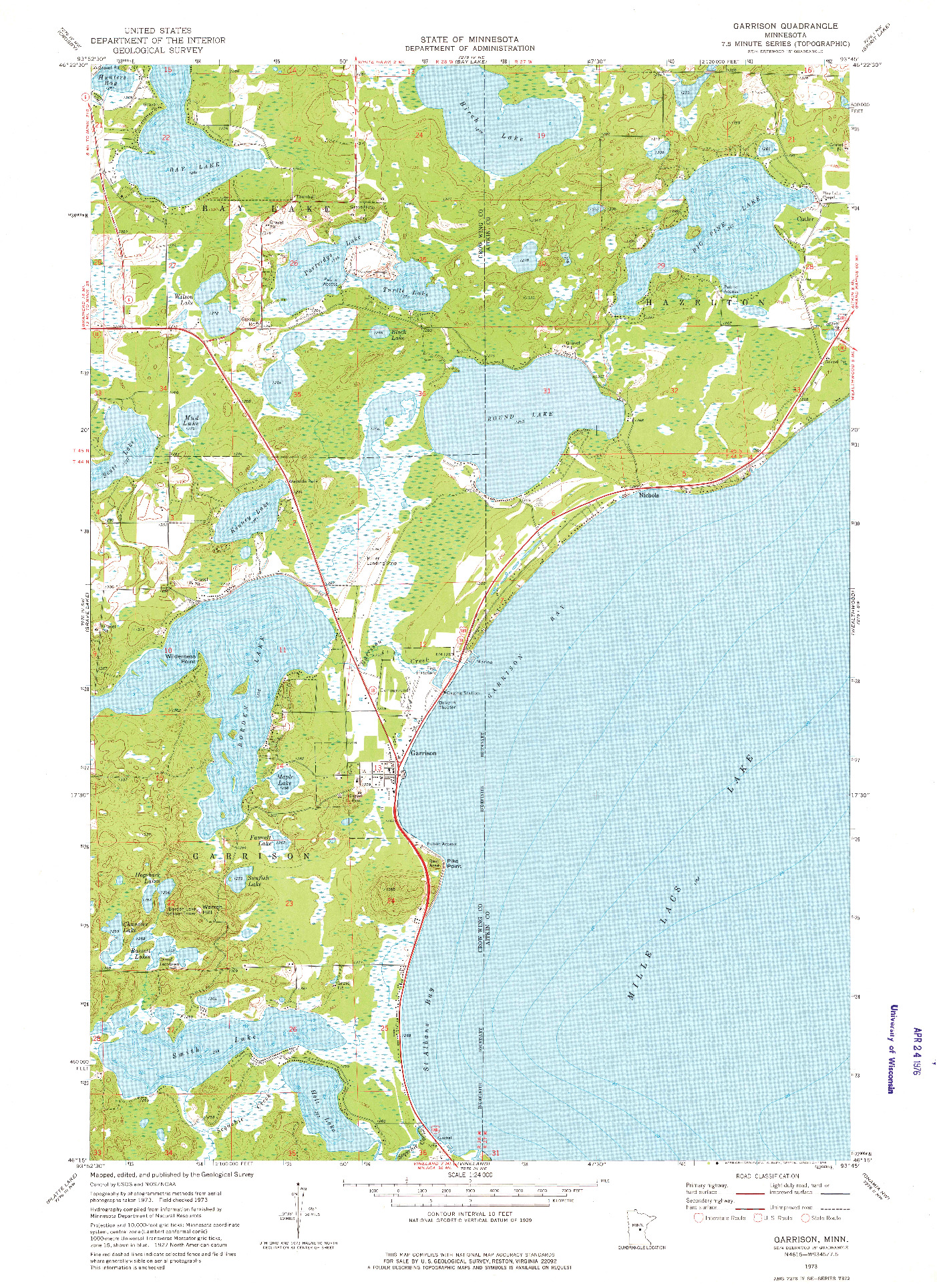 USGS 1:24000-SCALE QUADRANGLE FOR GARRISON, MN 1973