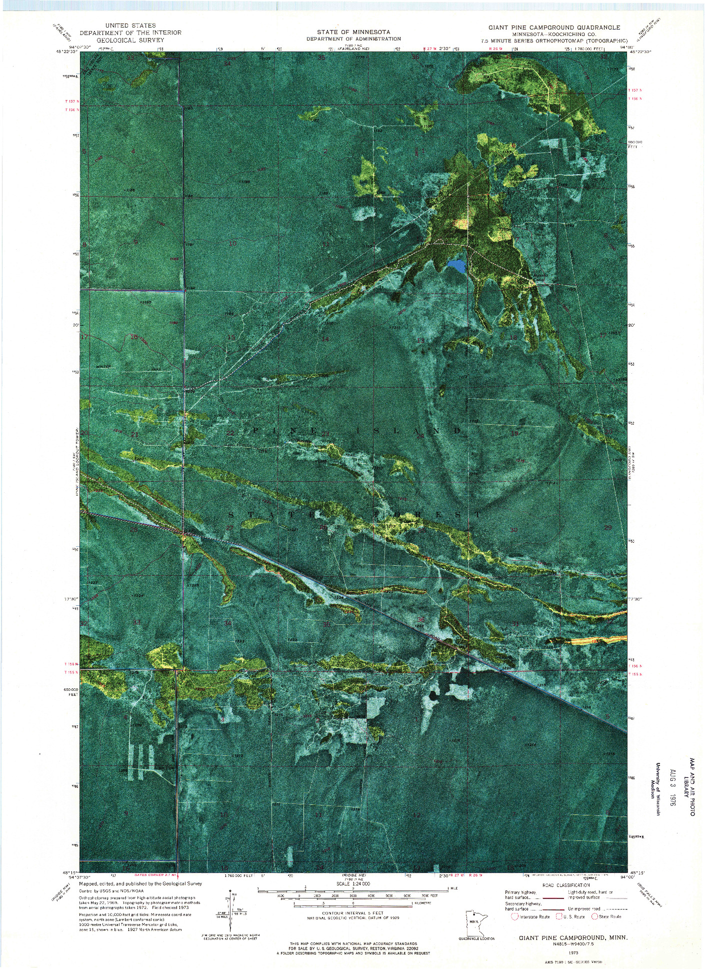 USGS 1:24000-SCALE QUADRANGLE FOR GIANT PINE CAMPGROUND, MN 1973