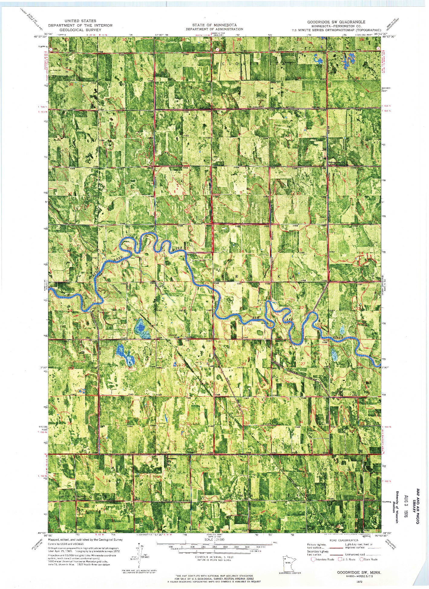 USGS 1:24000-SCALE QUADRANGLE FOR GOODRIDGE SW, MN 1972