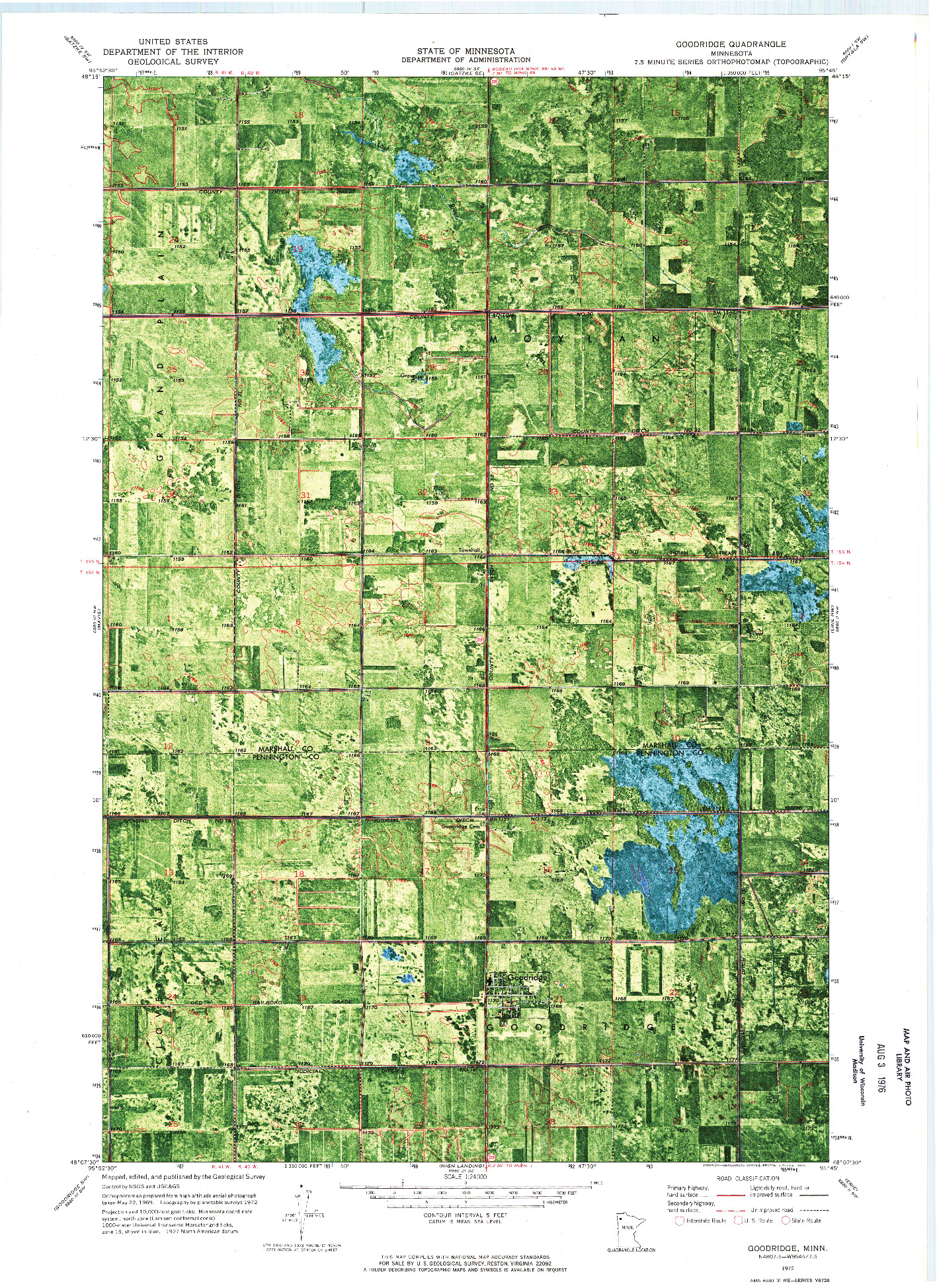 USGS 1:24000-SCALE QUADRANGLE FOR GOODRIDGE, MN 1972