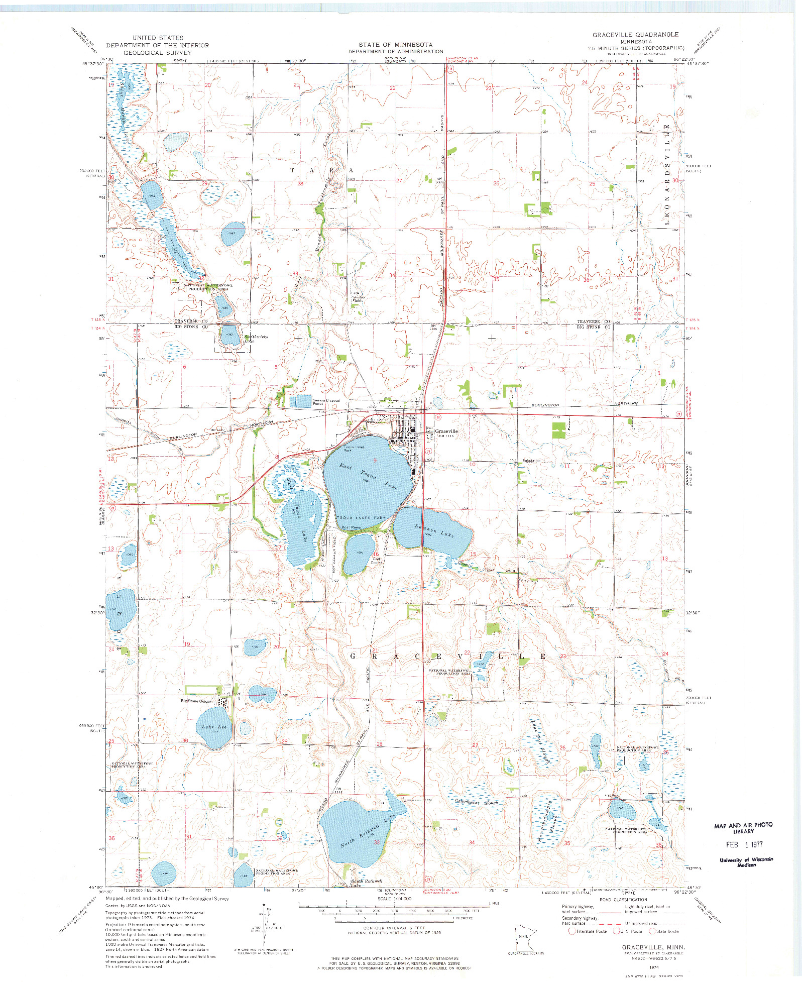 USGS 1:24000-SCALE QUADRANGLE FOR GRACEVILLE, MN 1974