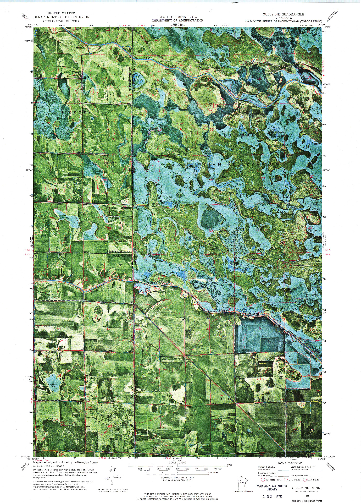 USGS 1:24000-SCALE QUADRANGLE FOR GULLY NE, MN 1972