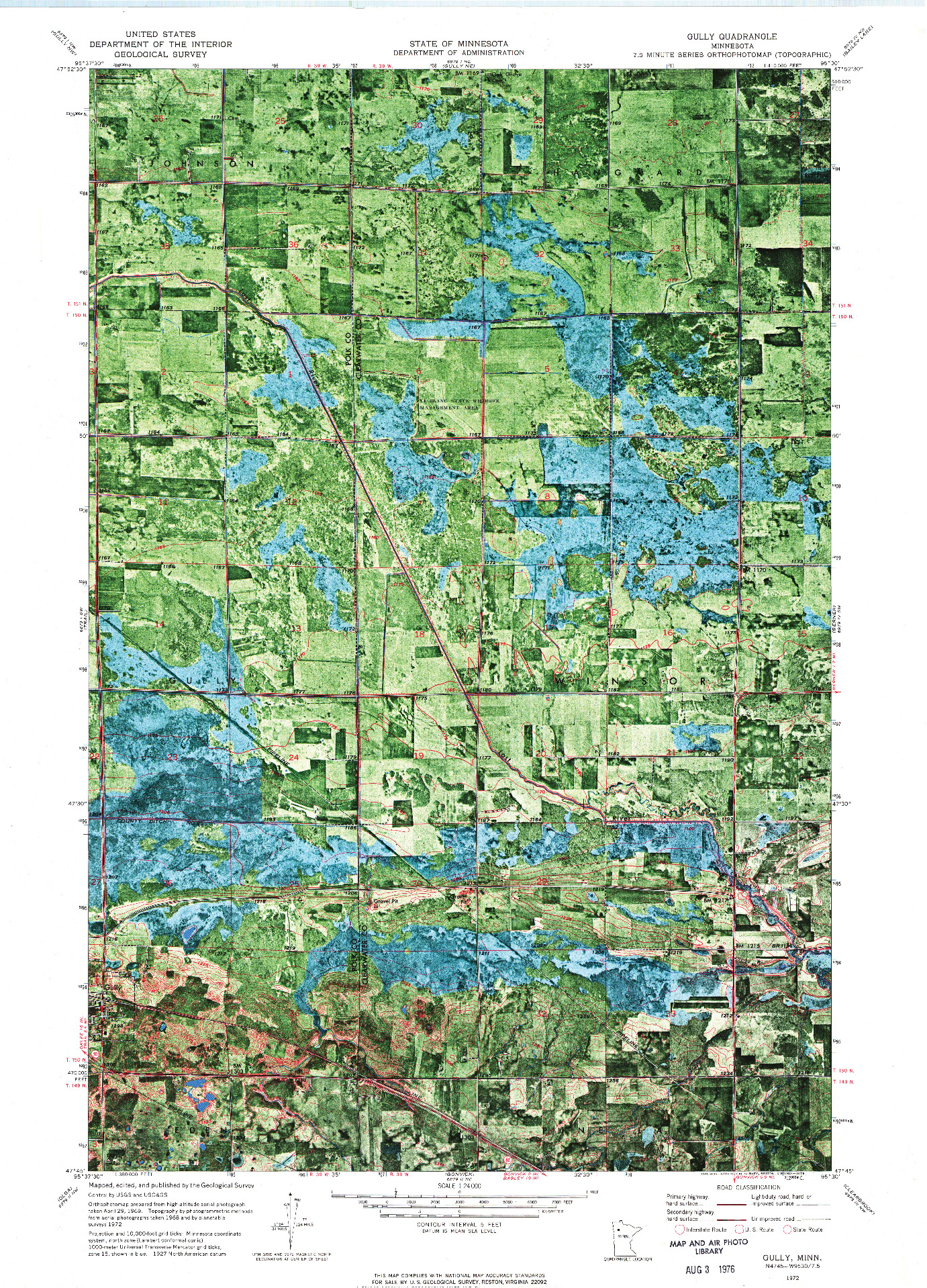 USGS 1:24000-SCALE QUADRANGLE FOR GULLY, MN 1972