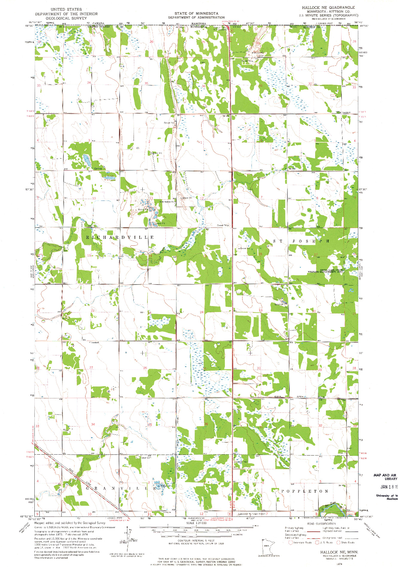 USGS 1:24000-SCALE QUADRANGLE FOR HALLOCK NE, MN 1974