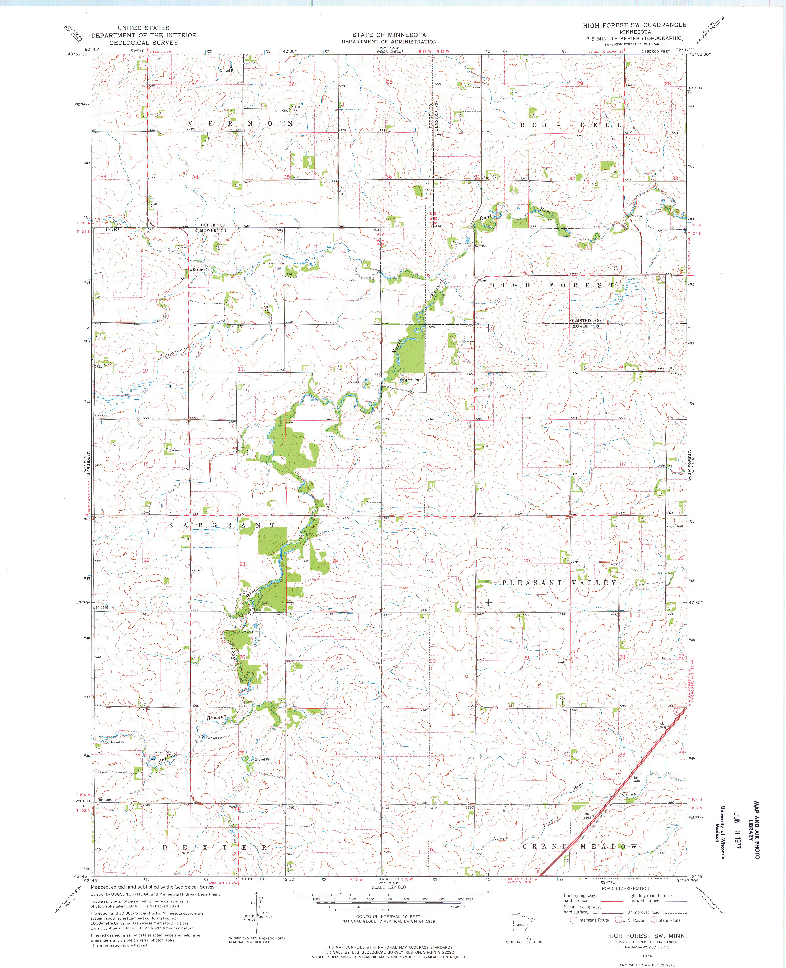 USGS 1:24000-SCALE QUADRANGLE FOR HIGH FOREST SW, MN 1974