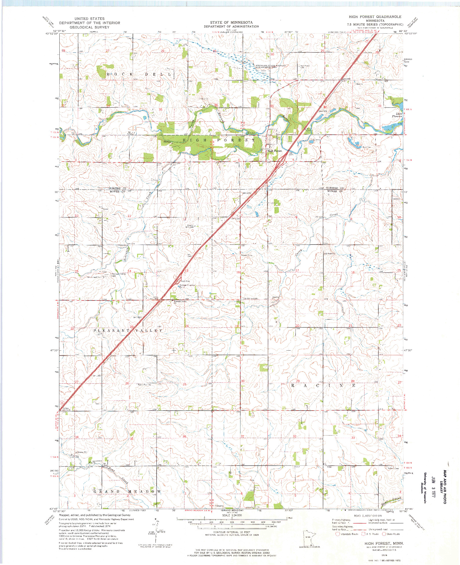 USGS 1:24000-SCALE QUADRANGLE FOR HIGH FOREST, MN 1974