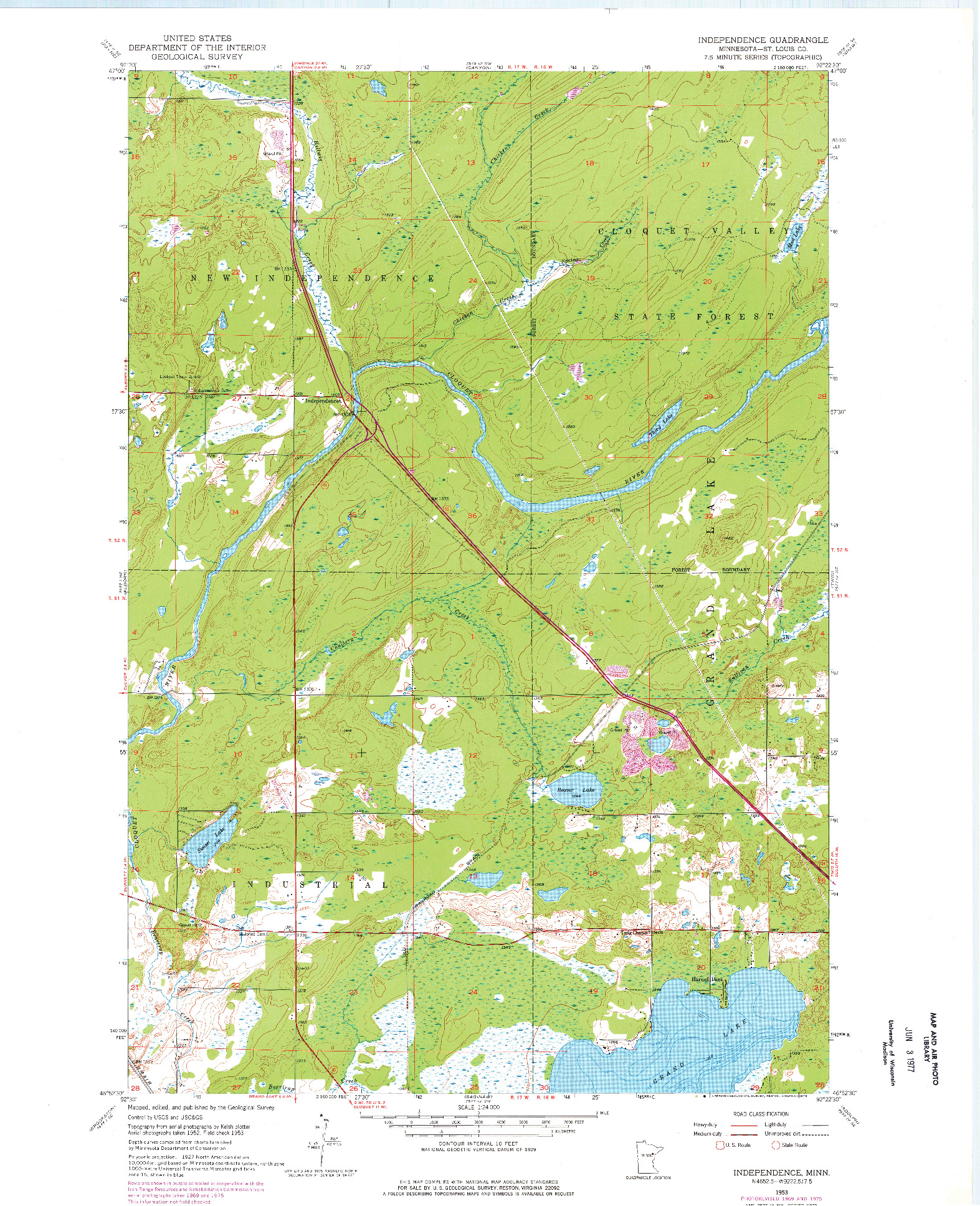 USGS 1:24000-SCALE QUADRANGLE FOR INDEPENDENCE, MN 1953