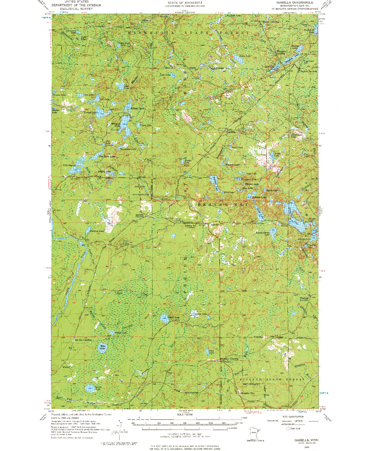 USGS 1:62500-SCALE QUADRANGLE FOR ISABELLA, MN 1955