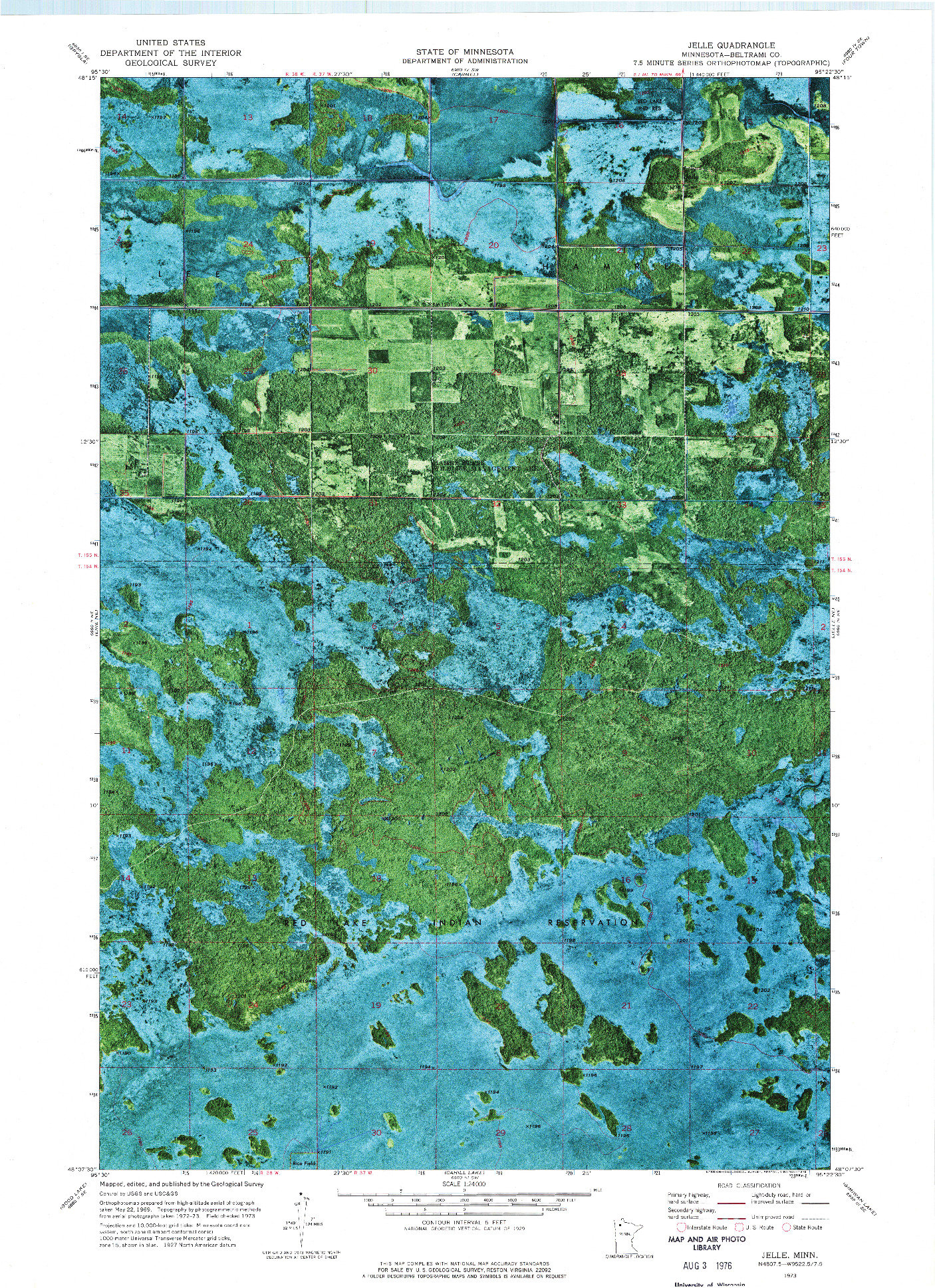 USGS 1:24000-SCALE QUADRANGLE FOR JELLE, MN 1973