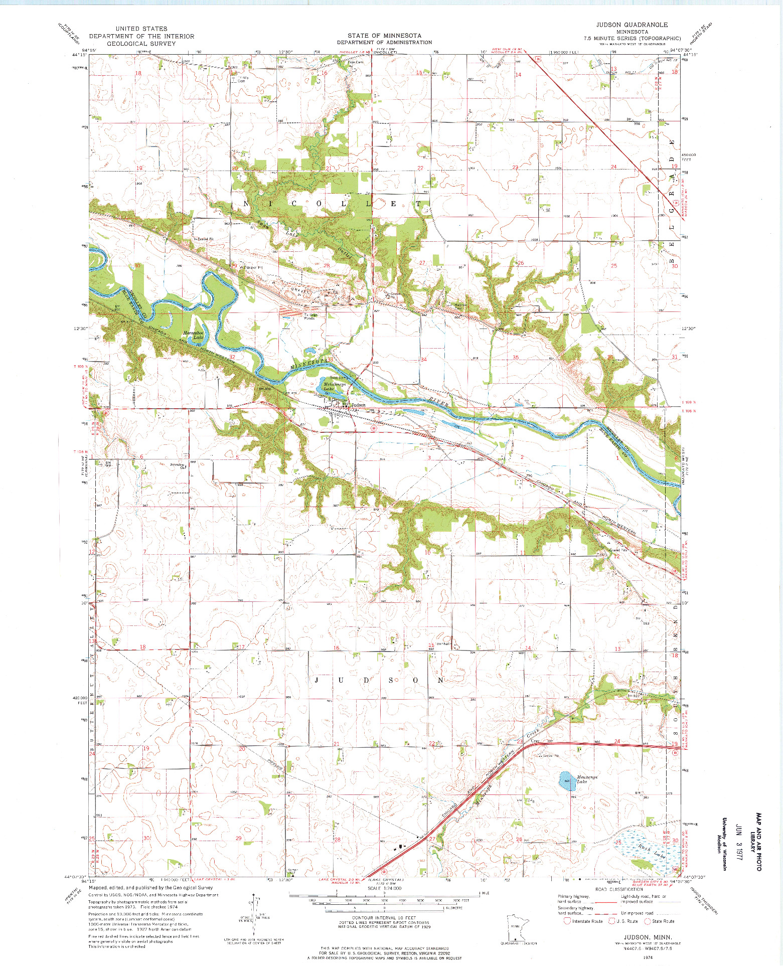 USGS 1:24000-SCALE QUADRANGLE FOR JUDSON, MN 1974