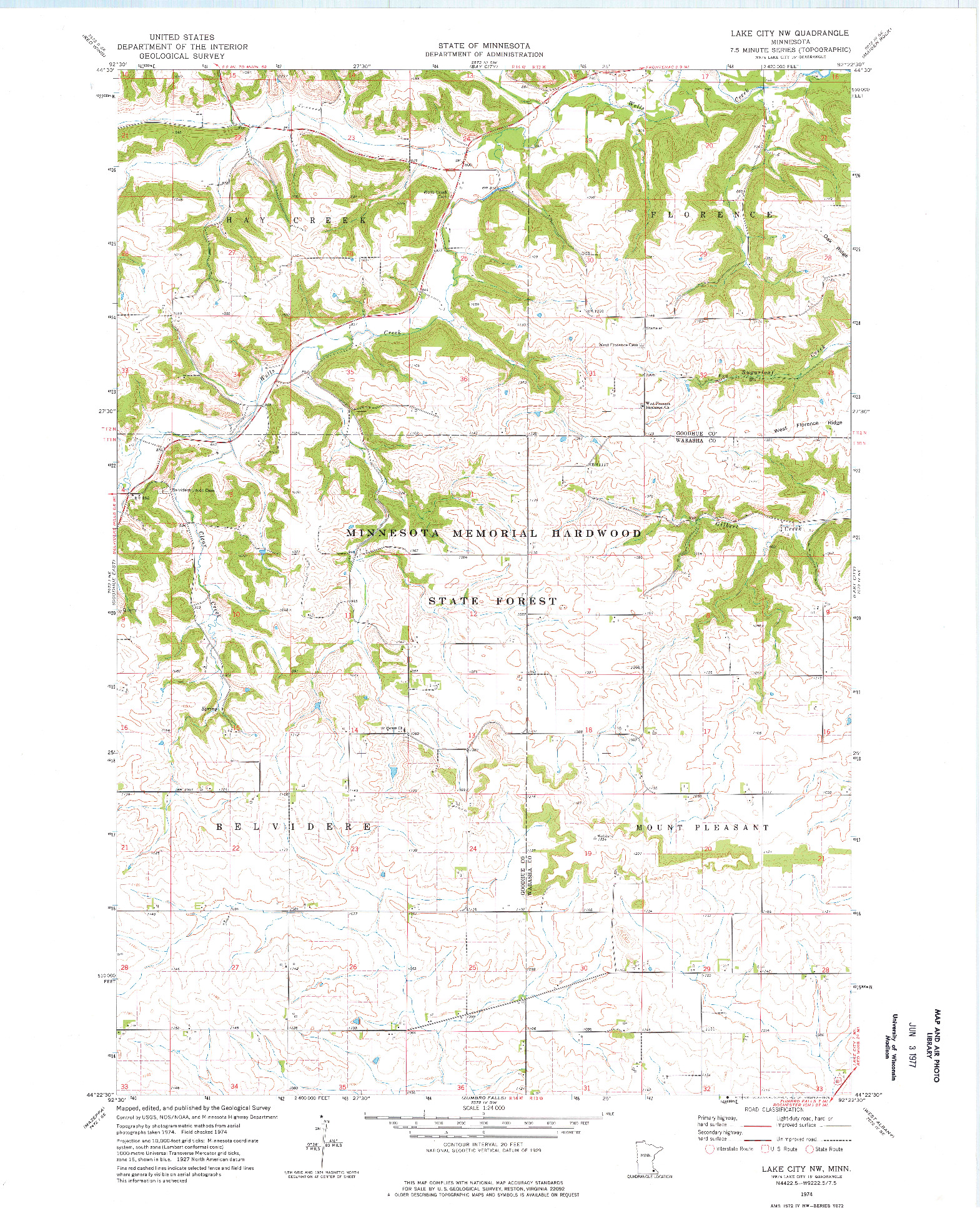USGS 1:24000-SCALE QUADRANGLE FOR LAKE CITY NW, MN 1974