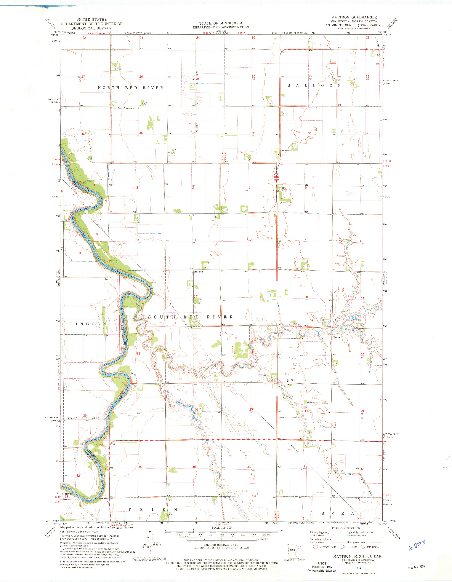 USGS 1:24000-SCALE QUADRANGLE FOR MATTSON, MN 1974