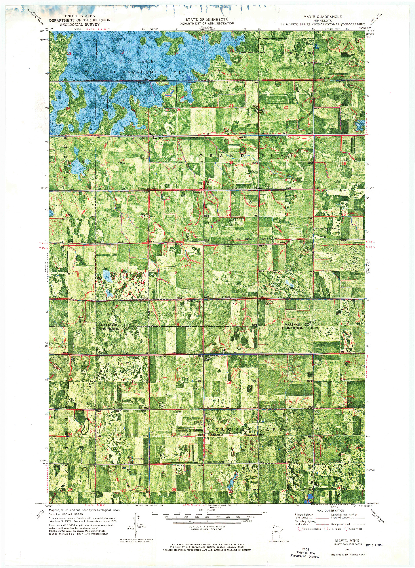 USGS 1:24000-SCALE QUADRANGLE FOR MAVIE, MN 1973