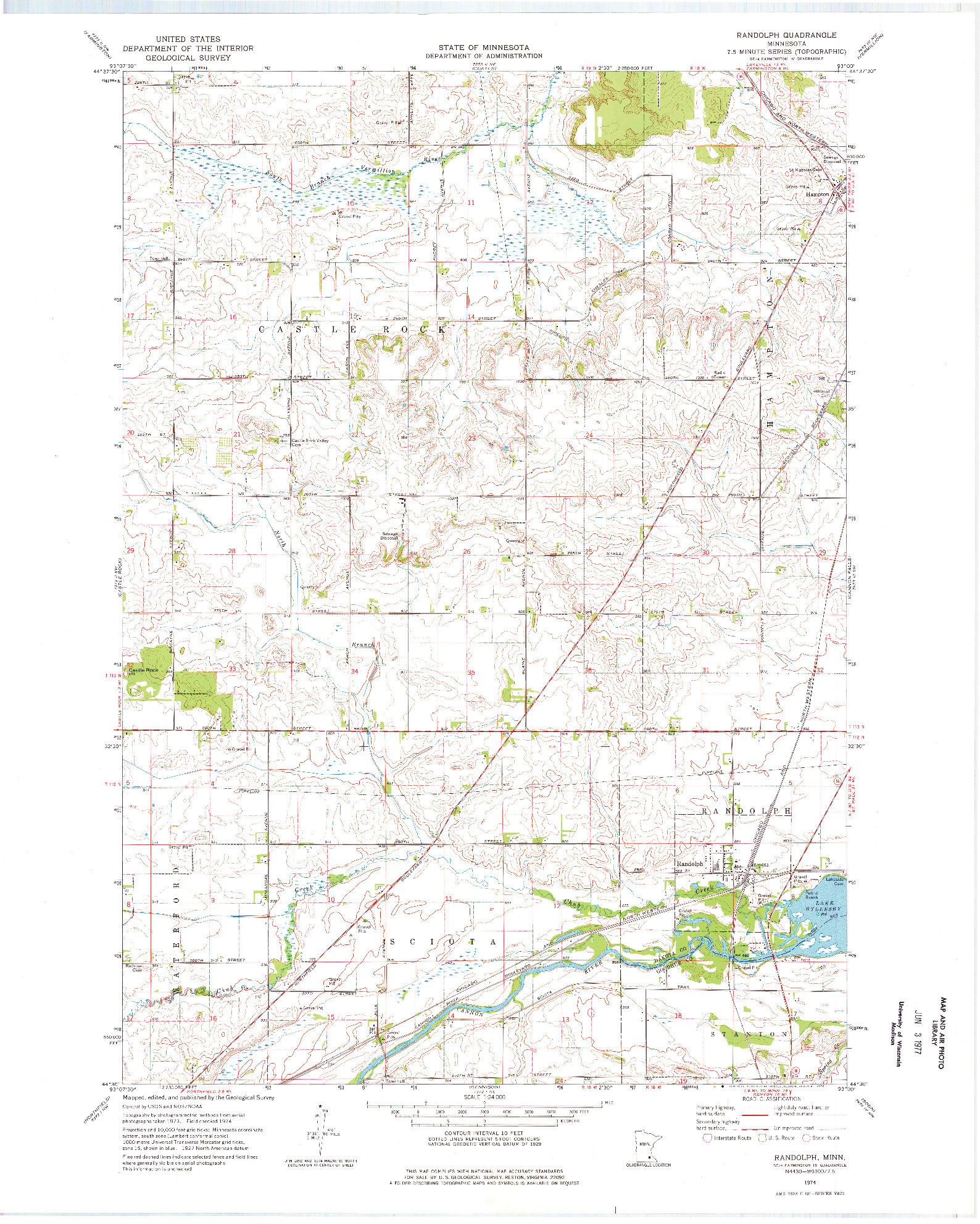 USGS 1:24000-SCALE QUADRANGLE FOR RANDOLPH, MN 1974