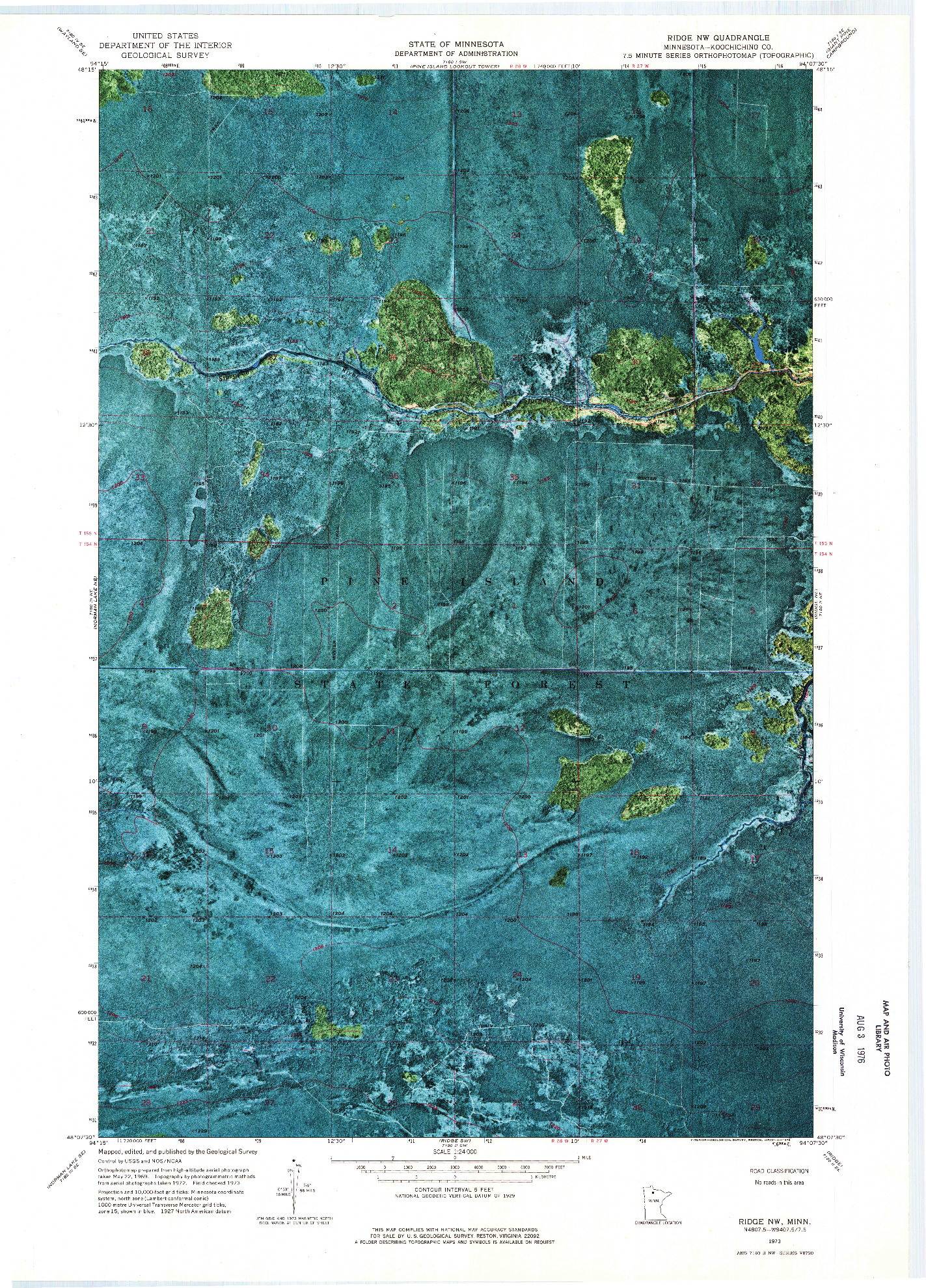 USGS 1:24000-SCALE QUADRANGLE FOR RIDGE NW, MN 1973