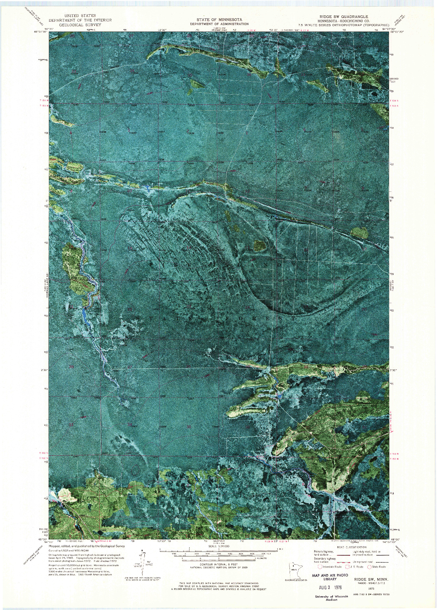 USGS 1:24000-SCALE QUADRANGLE FOR RIDGE SW, MN 1973