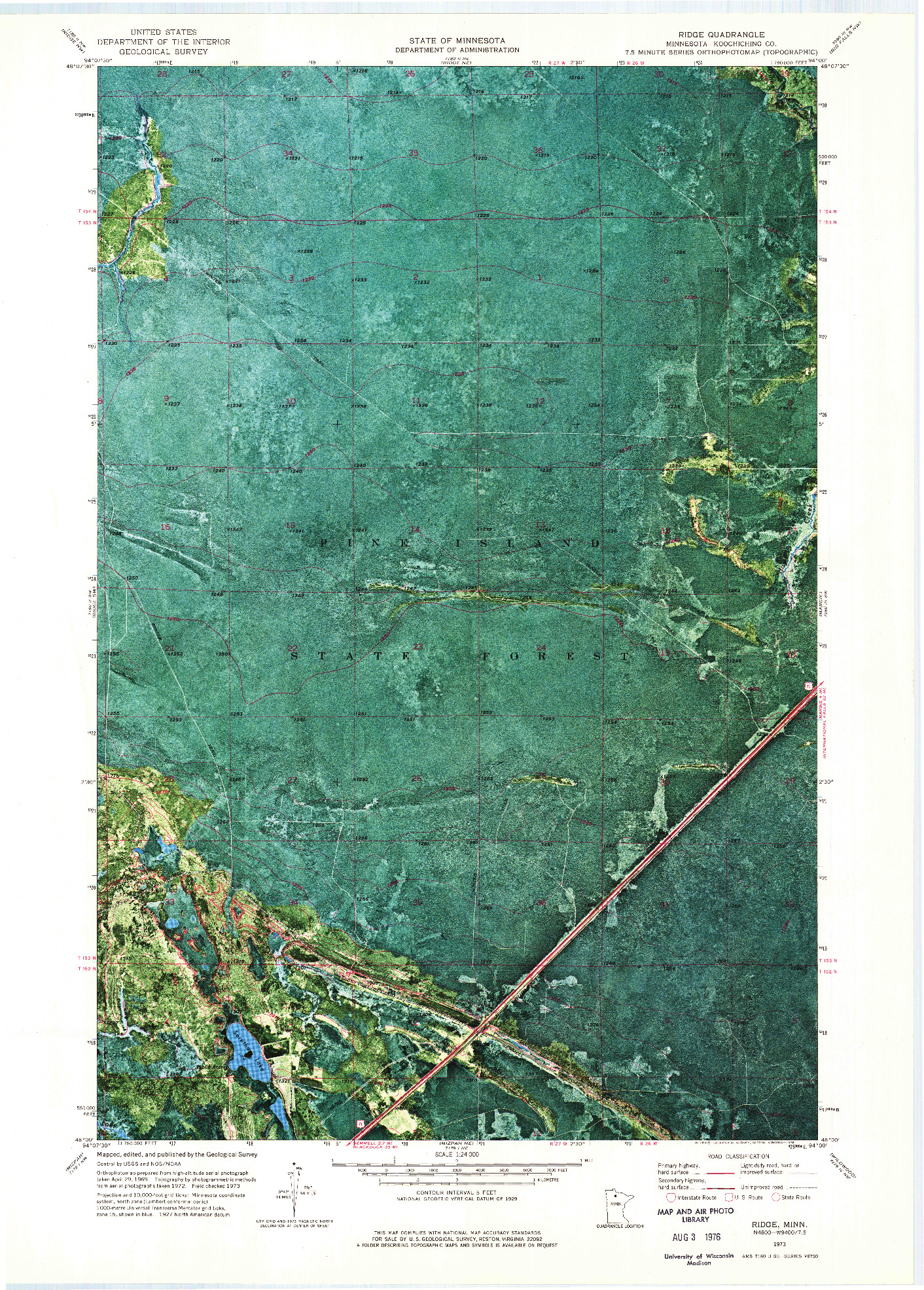 USGS 1:24000-SCALE QUADRANGLE FOR RIDGE, MN 1973