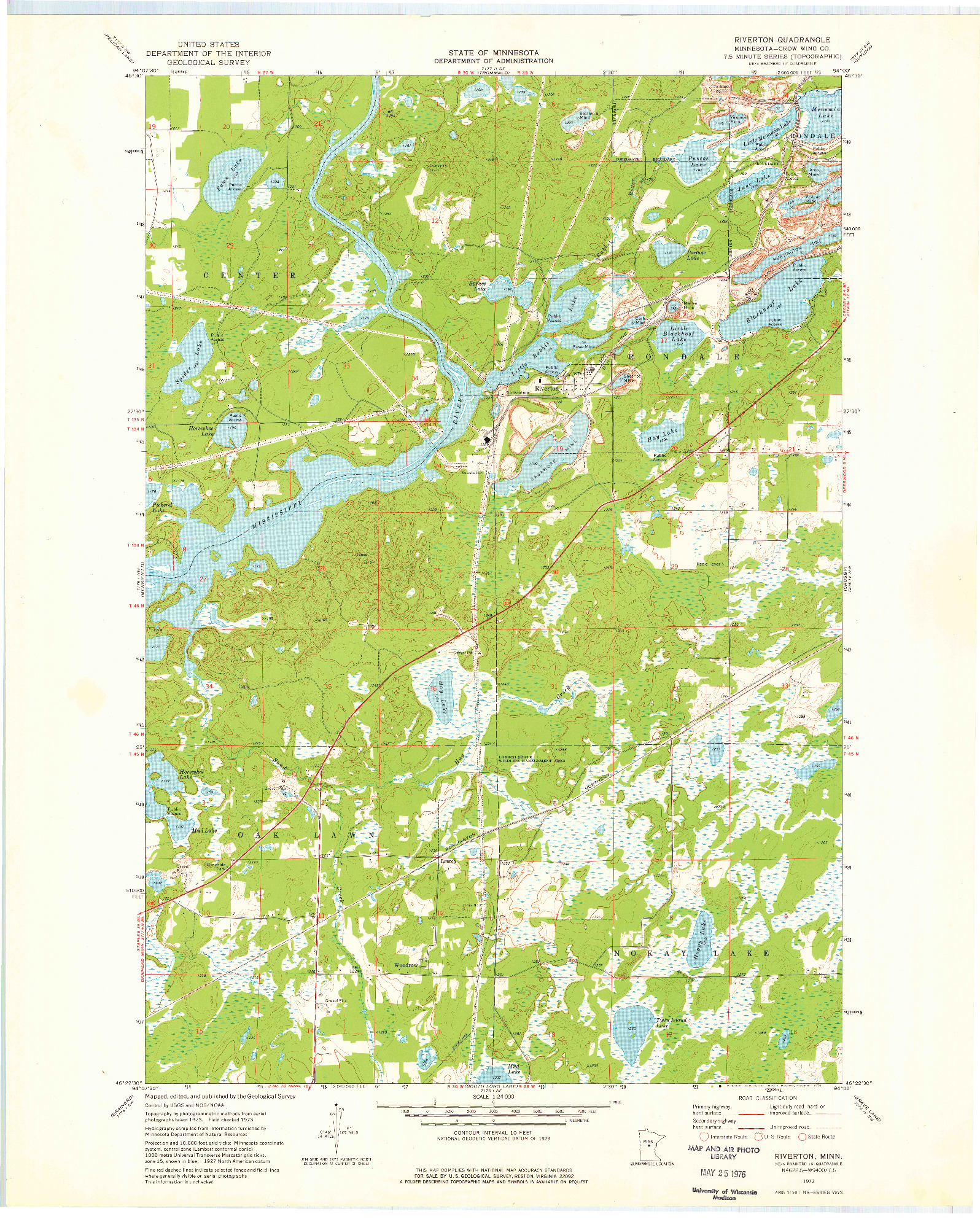 USGS 1:24000-SCALE QUADRANGLE FOR RIVERTON, MN 1973