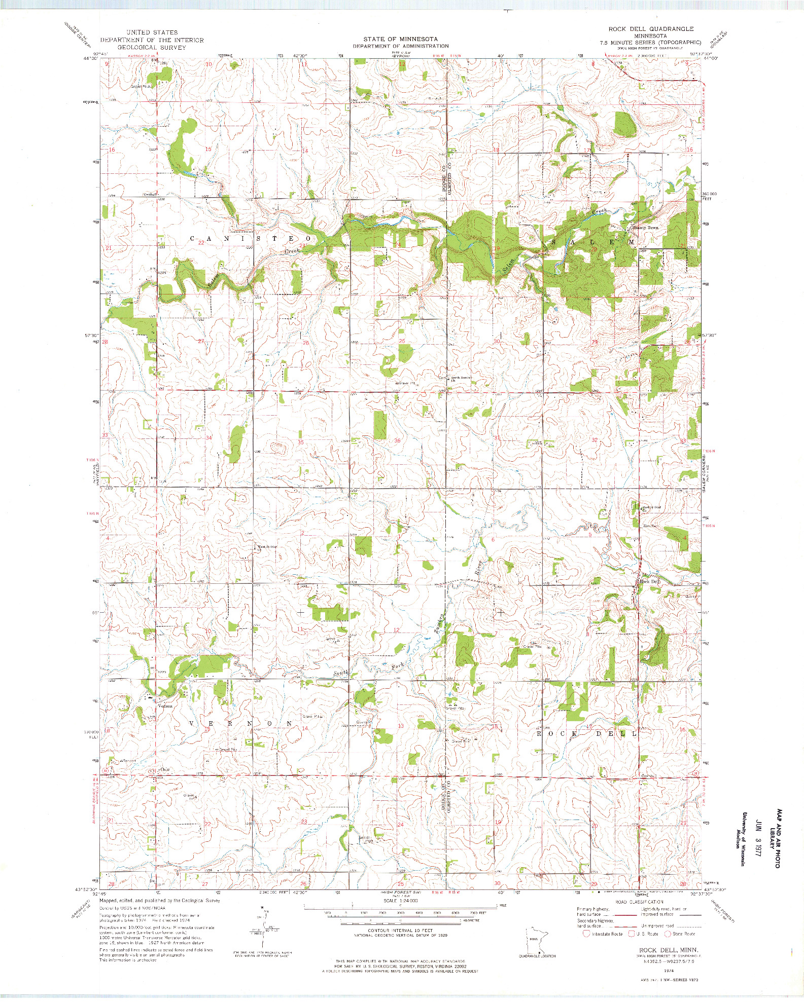 USGS 1:24000-SCALE QUADRANGLE FOR ROCK DELL, MN 1974