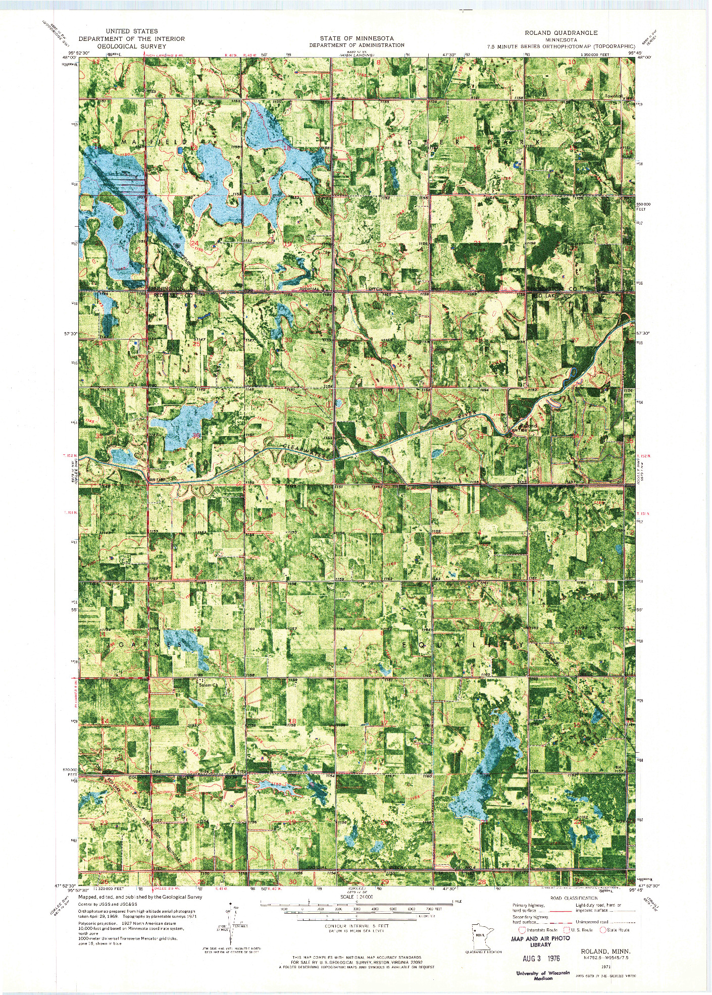 USGS 1:24000-SCALE QUADRANGLE FOR ROLAND, MN 1971