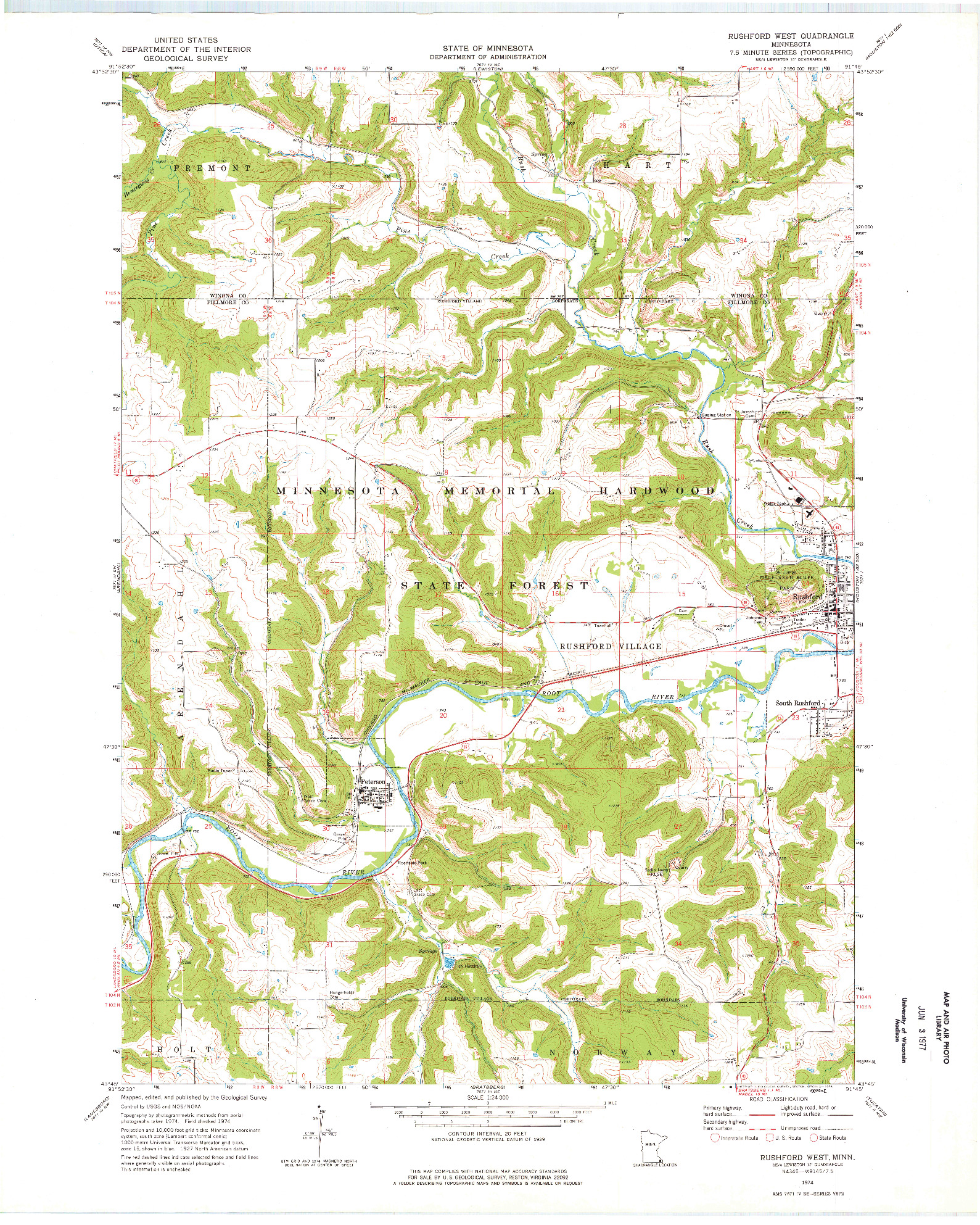 USGS 1:24000-SCALE QUADRANGLE FOR RUSHFORD WEST, MN 1974