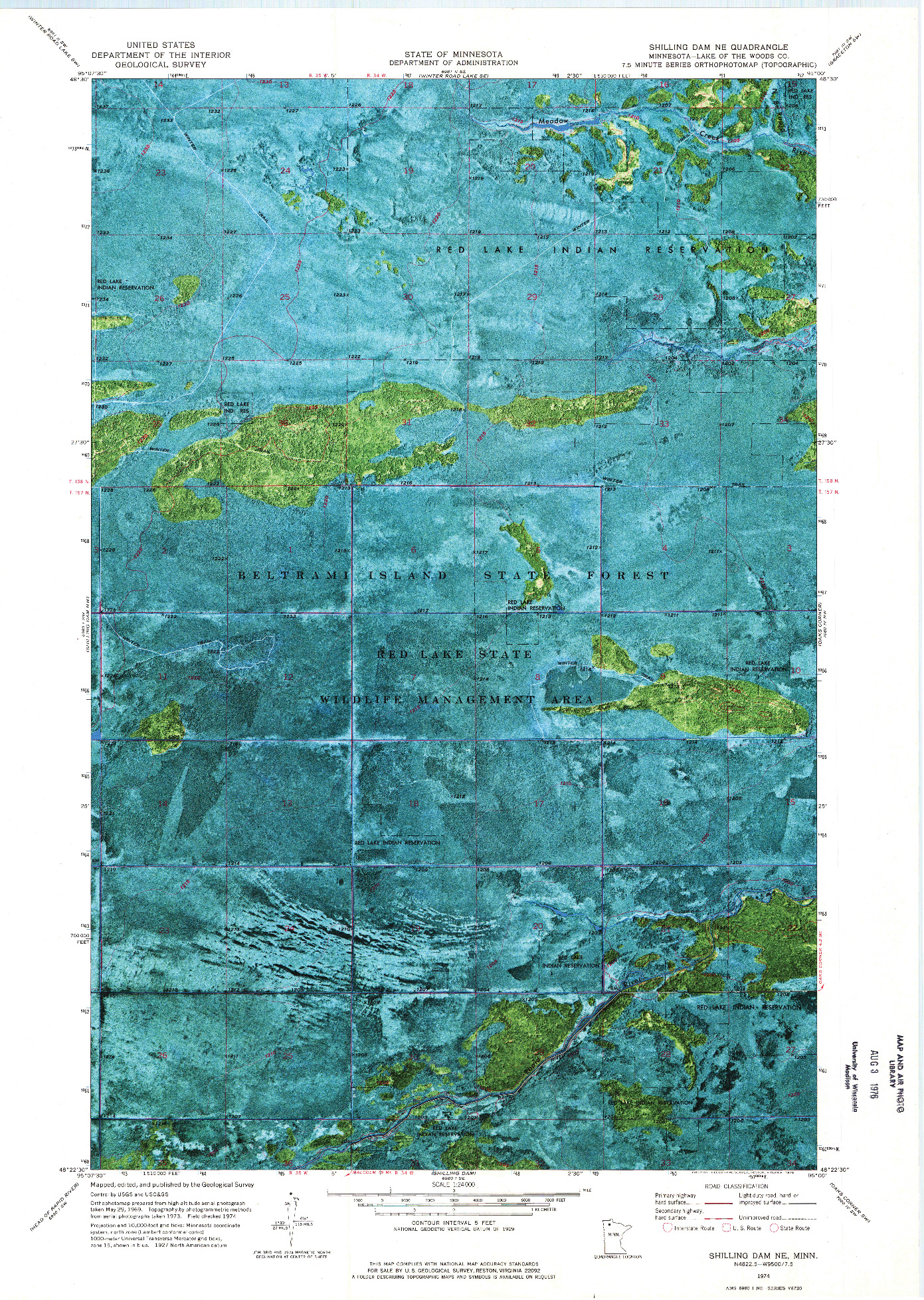 USGS 1:24000-SCALE QUADRANGLE FOR SHILLING DAM NE, MN 1974