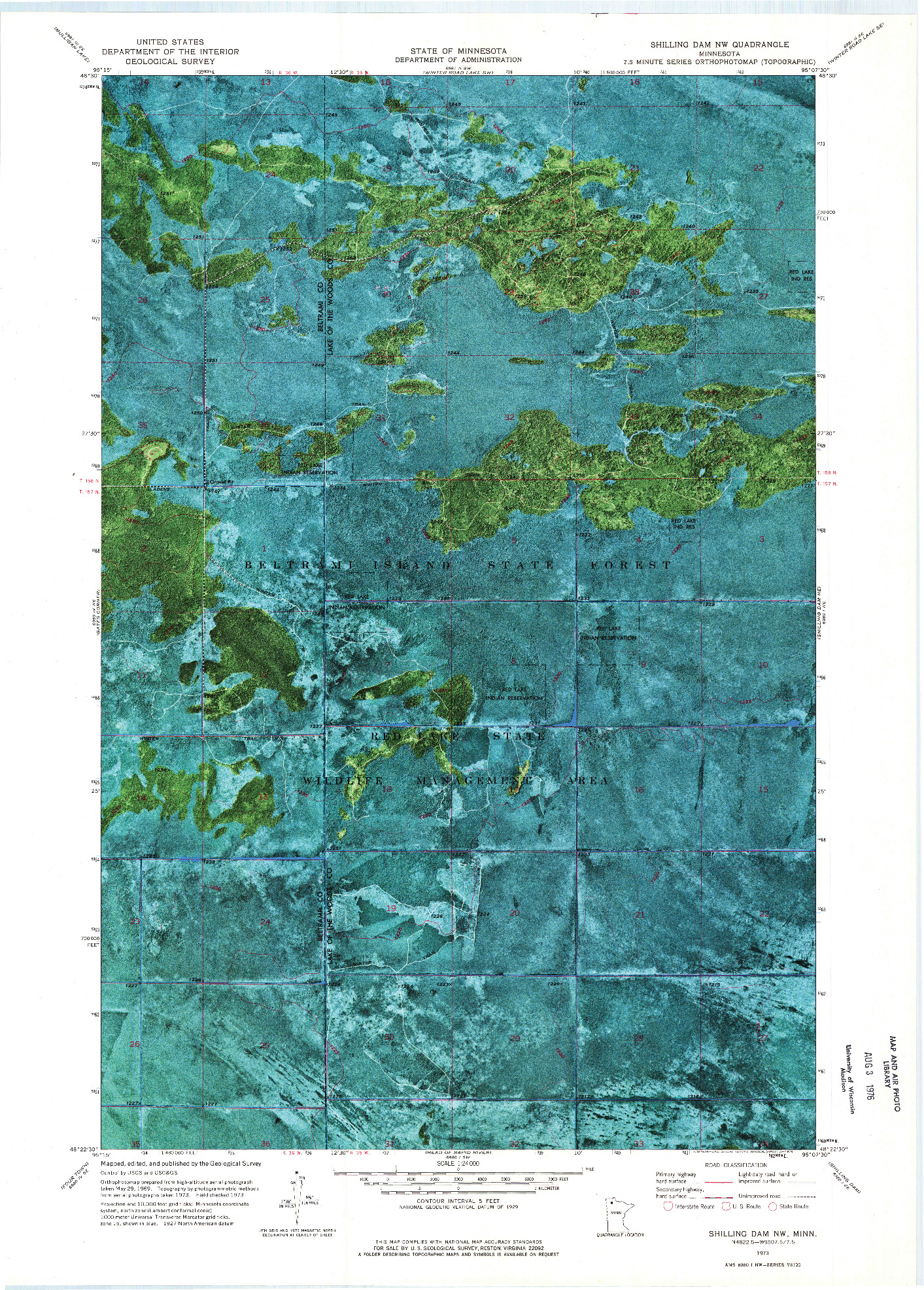 USGS 1:24000-SCALE QUADRANGLE FOR SHILLING DAM NW, MN 1973