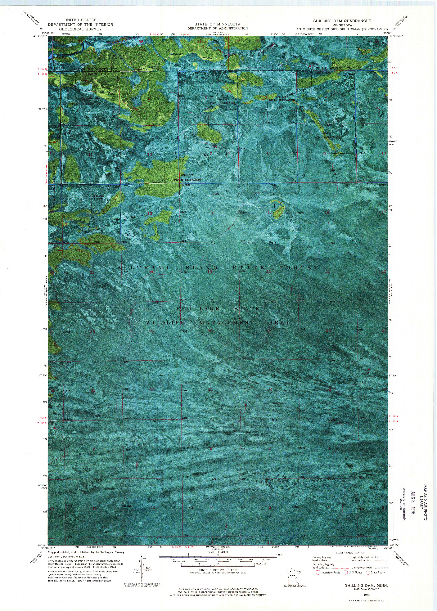 USGS 1:24000-SCALE QUADRANGLE FOR SHILLING DAM, MN 1974