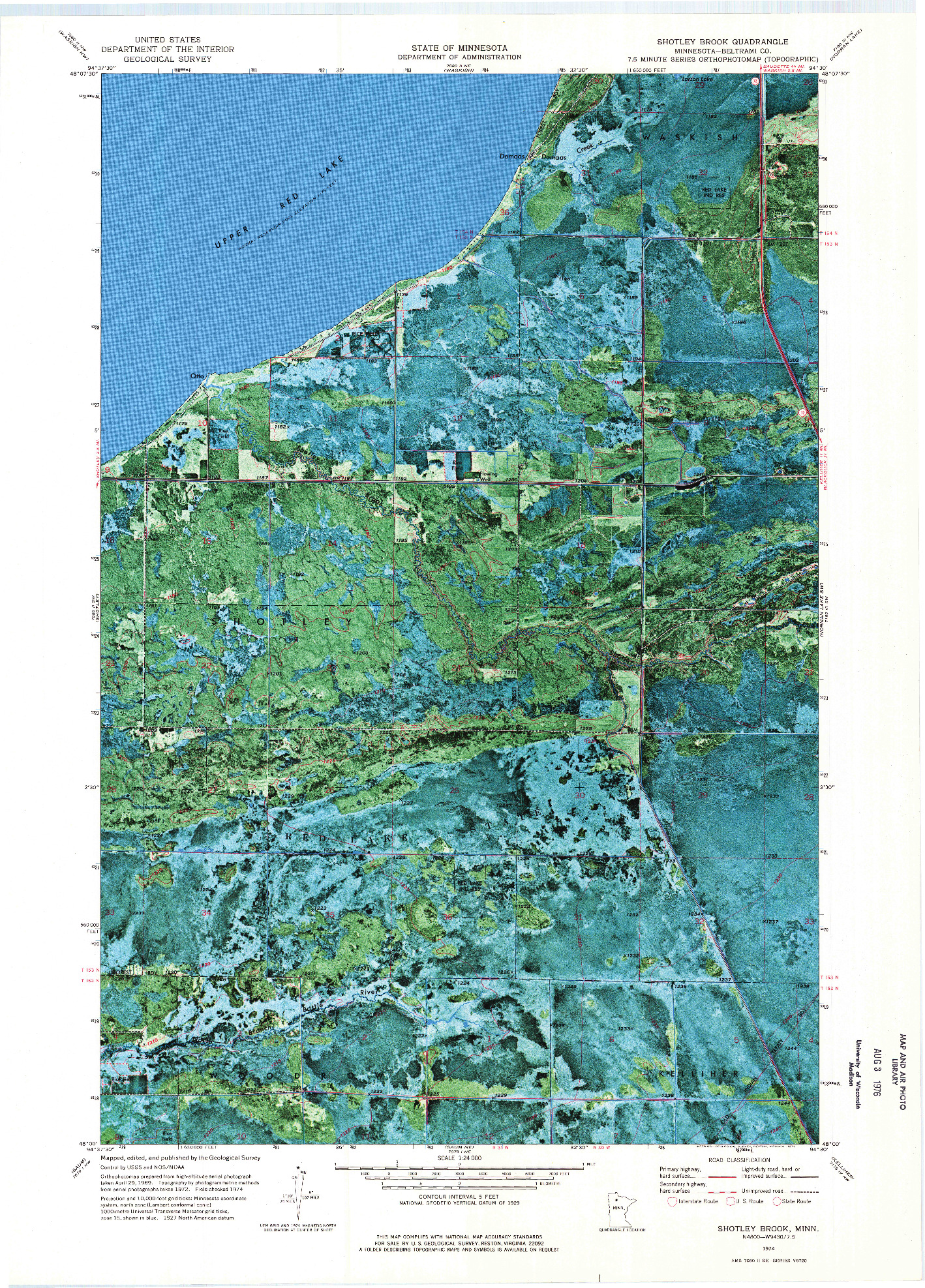 USGS 1:24000-SCALE QUADRANGLE FOR SHOTLEY BROOK, MN 1974