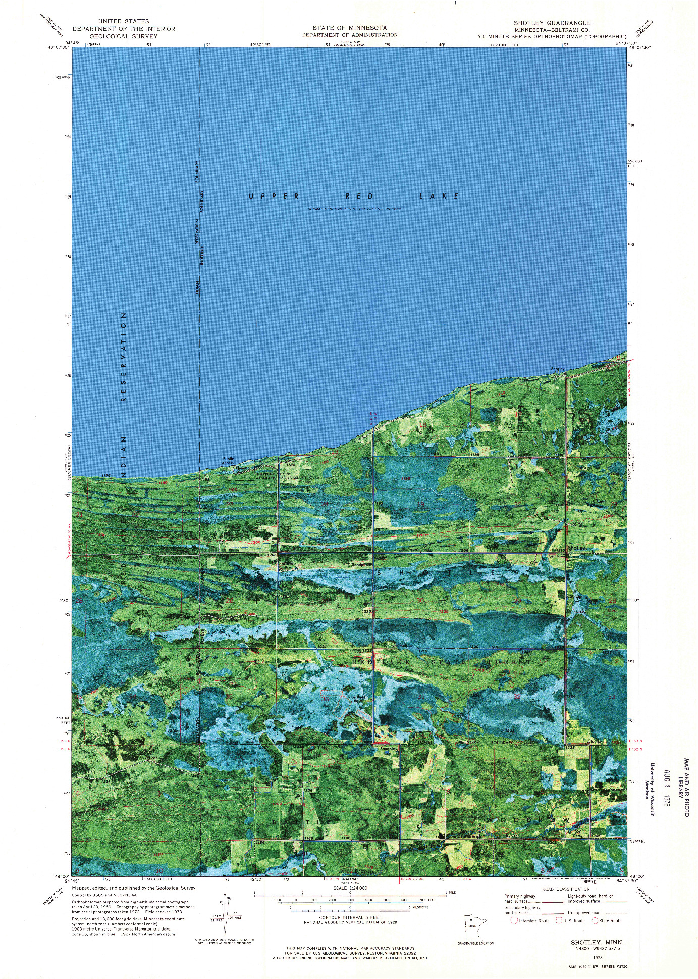 USGS 1:24000-SCALE QUADRANGLE FOR SHOTLEY, MN 1973