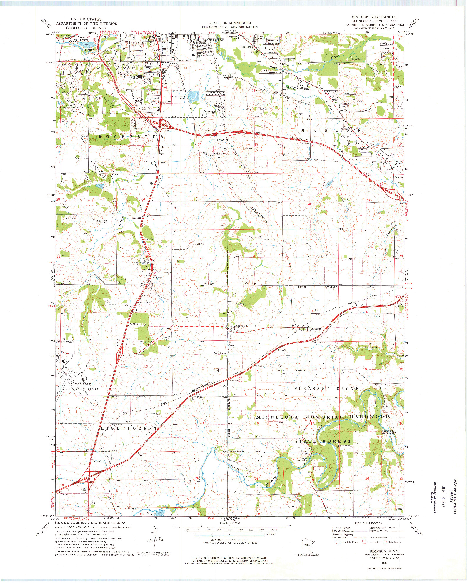 USGS 1:24000-SCALE QUADRANGLE FOR SIMPSON, MN 1974