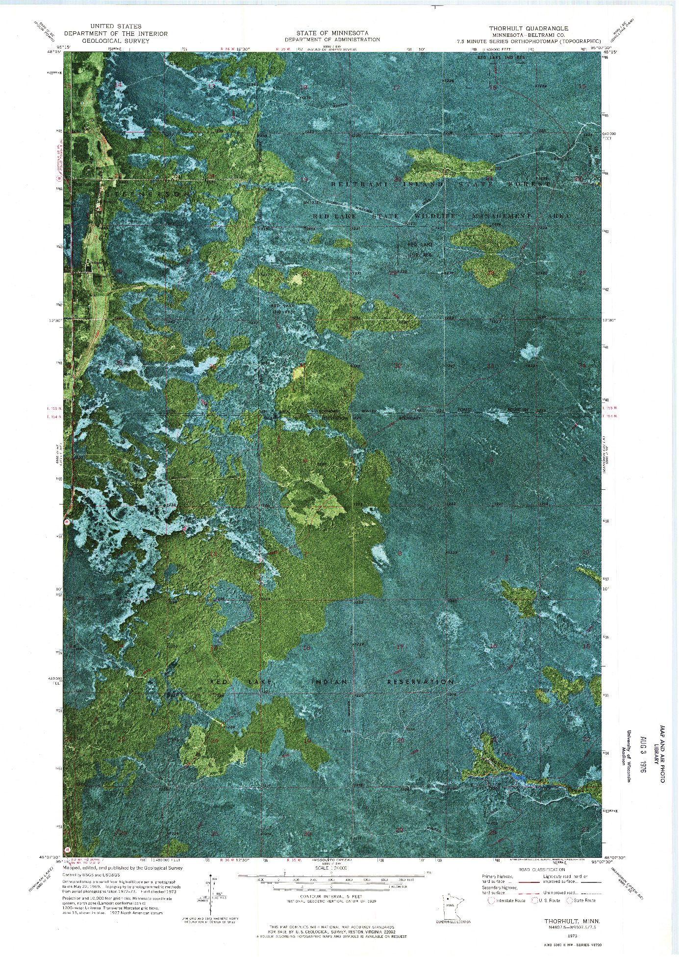 USGS 1:24000-SCALE QUADRANGLE FOR THORHULT, MN 1973