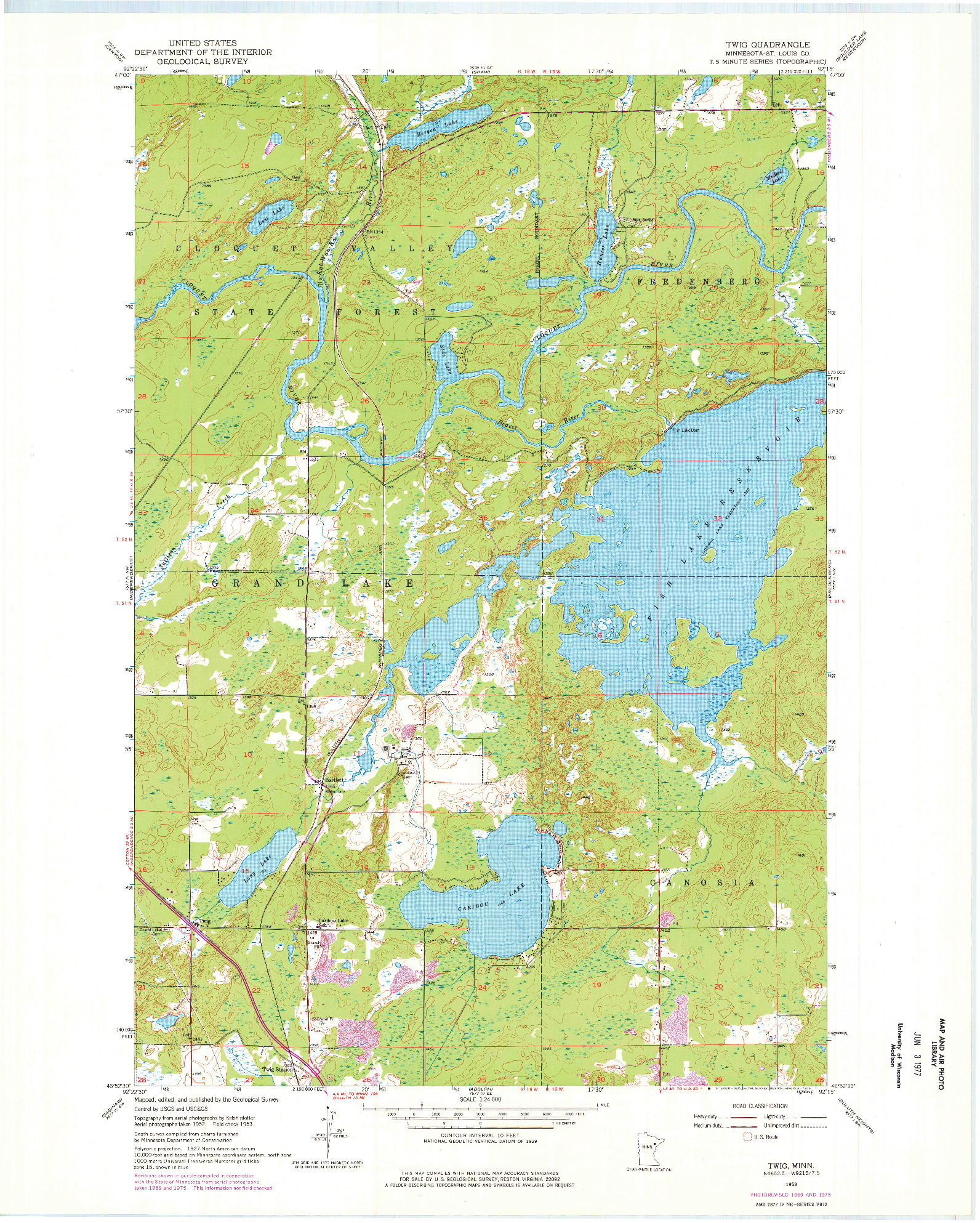 USGS 1:24000-SCALE QUADRANGLE FOR TWIG, MN 1953