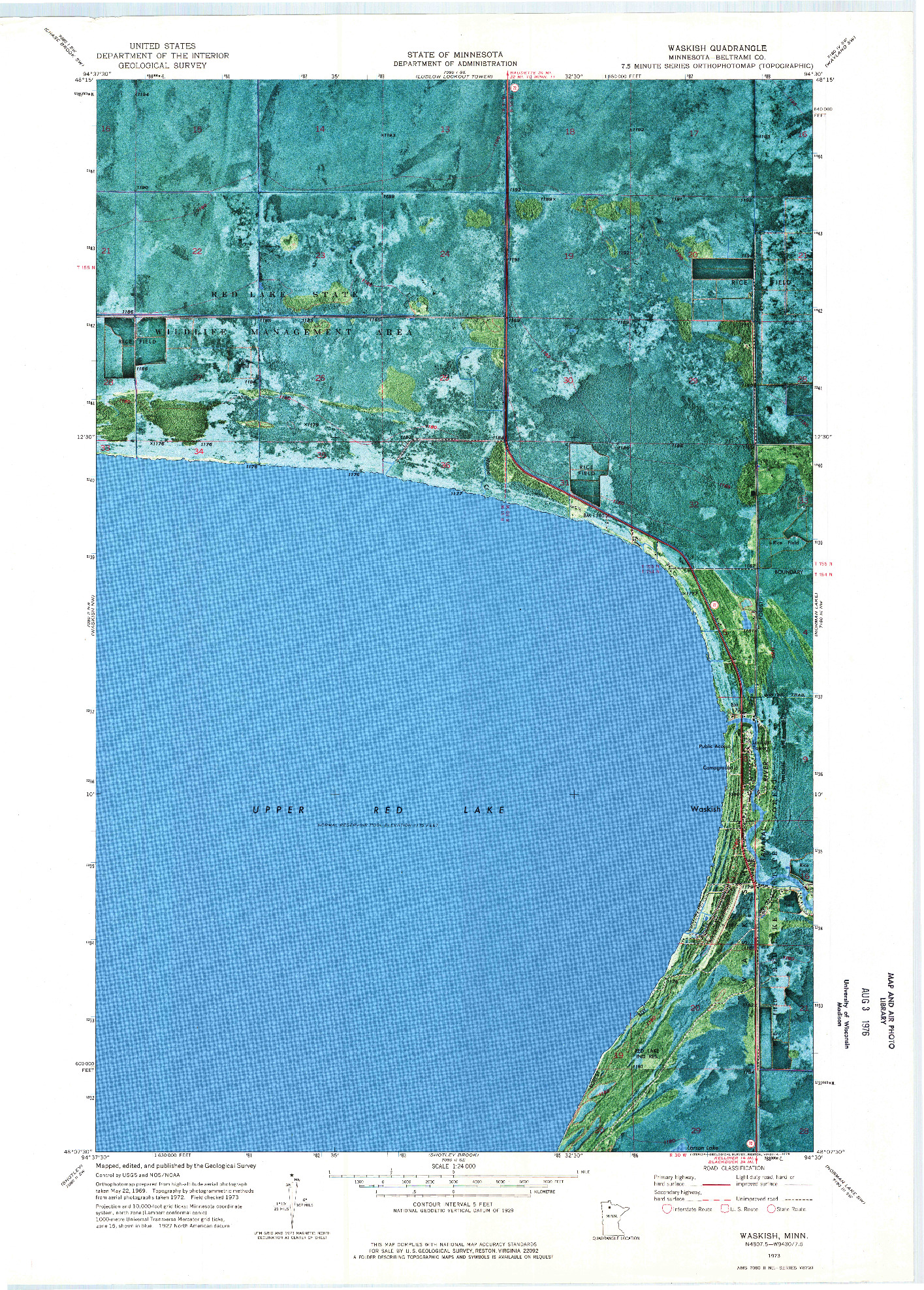 USGS 1:24000-SCALE QUADRANGLE FOR WASKISH, MN 1973