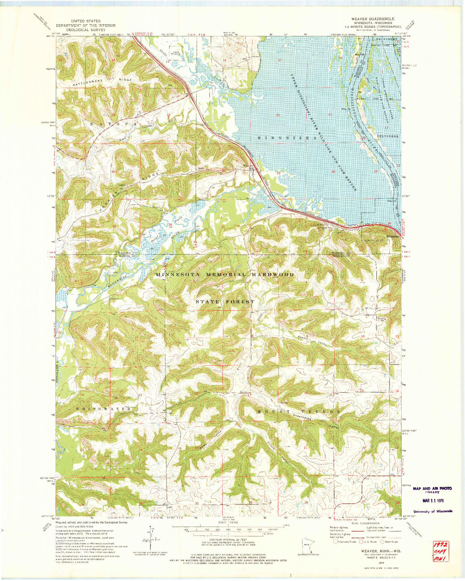 USGS 1:24000-SCALE QUADRANGLE FOR WEAVER, MN 1972
