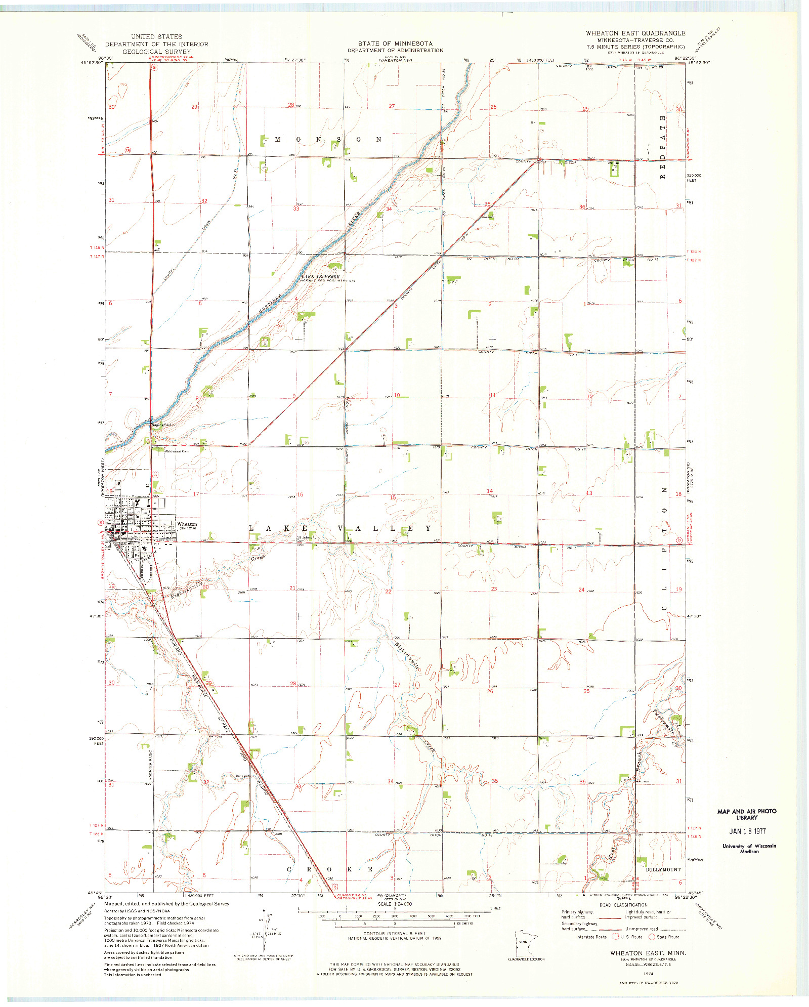 USGS 1:24000-SCALE QUADRANGLE FOR WHEATON EAST, MN 1974