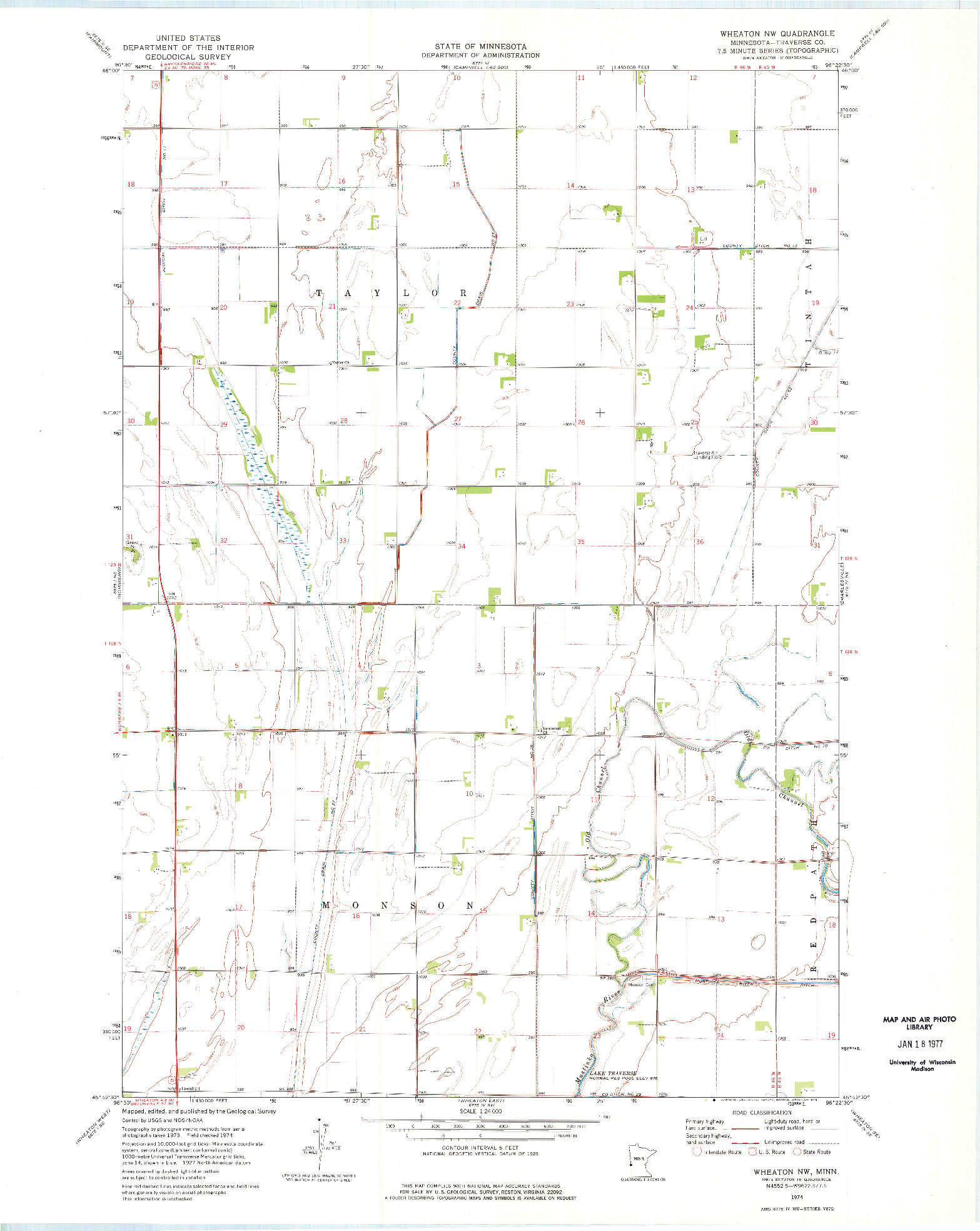 USGS 1:24000-SCALE QUADRANGLE FOR WHEATON NW, MN 1974