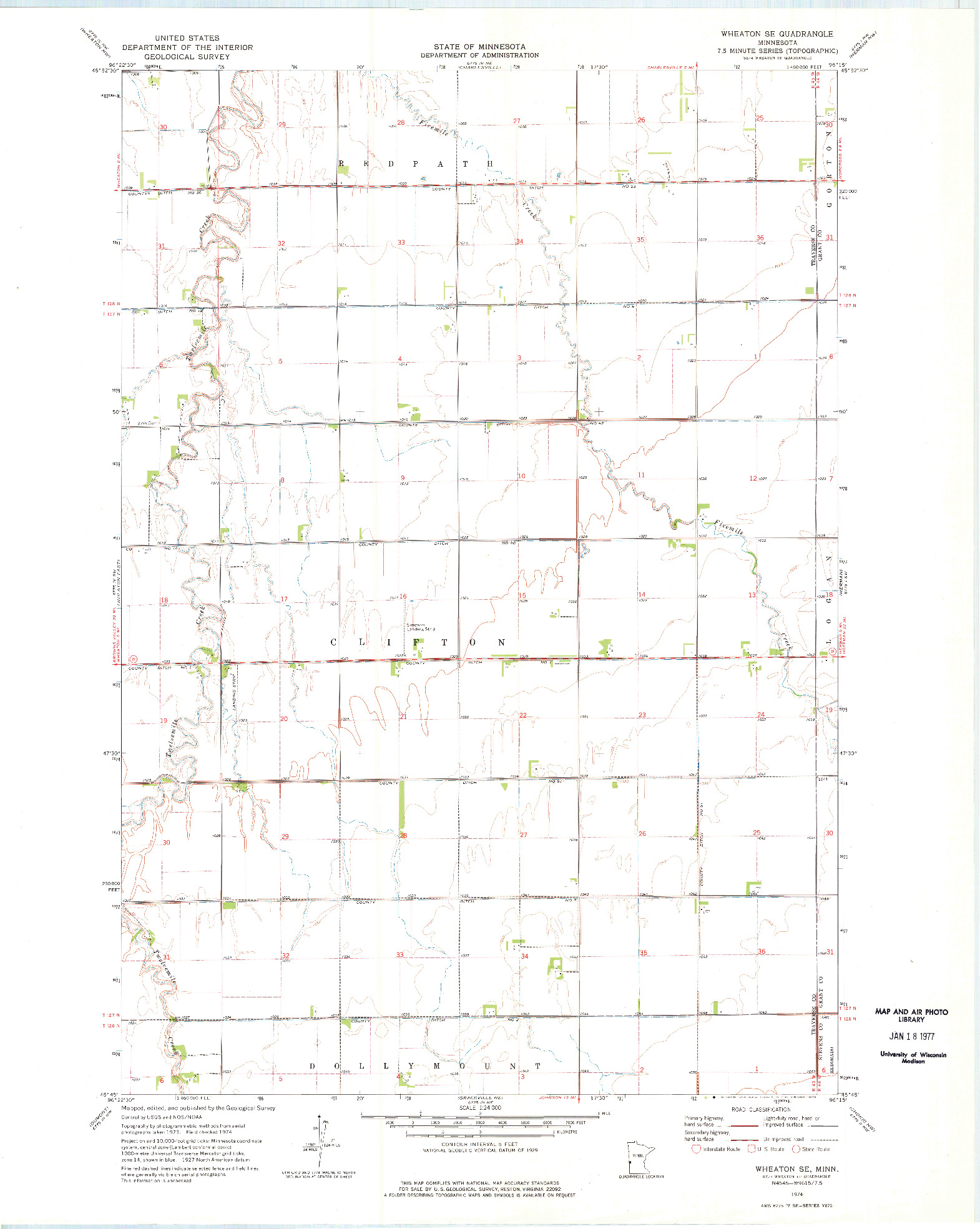 USGS 1:24000-SCALE QUADRANGLE FOR WHEATON SE, MN 1974