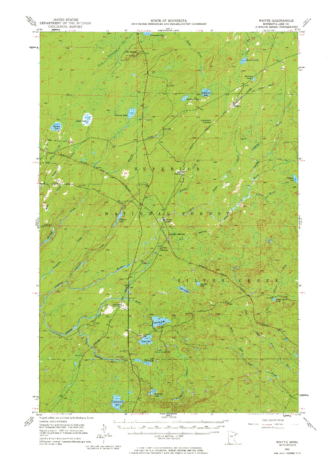 USGS 1:62500-SCALE QUADRANGLE FOR WHYTE, MN 1953