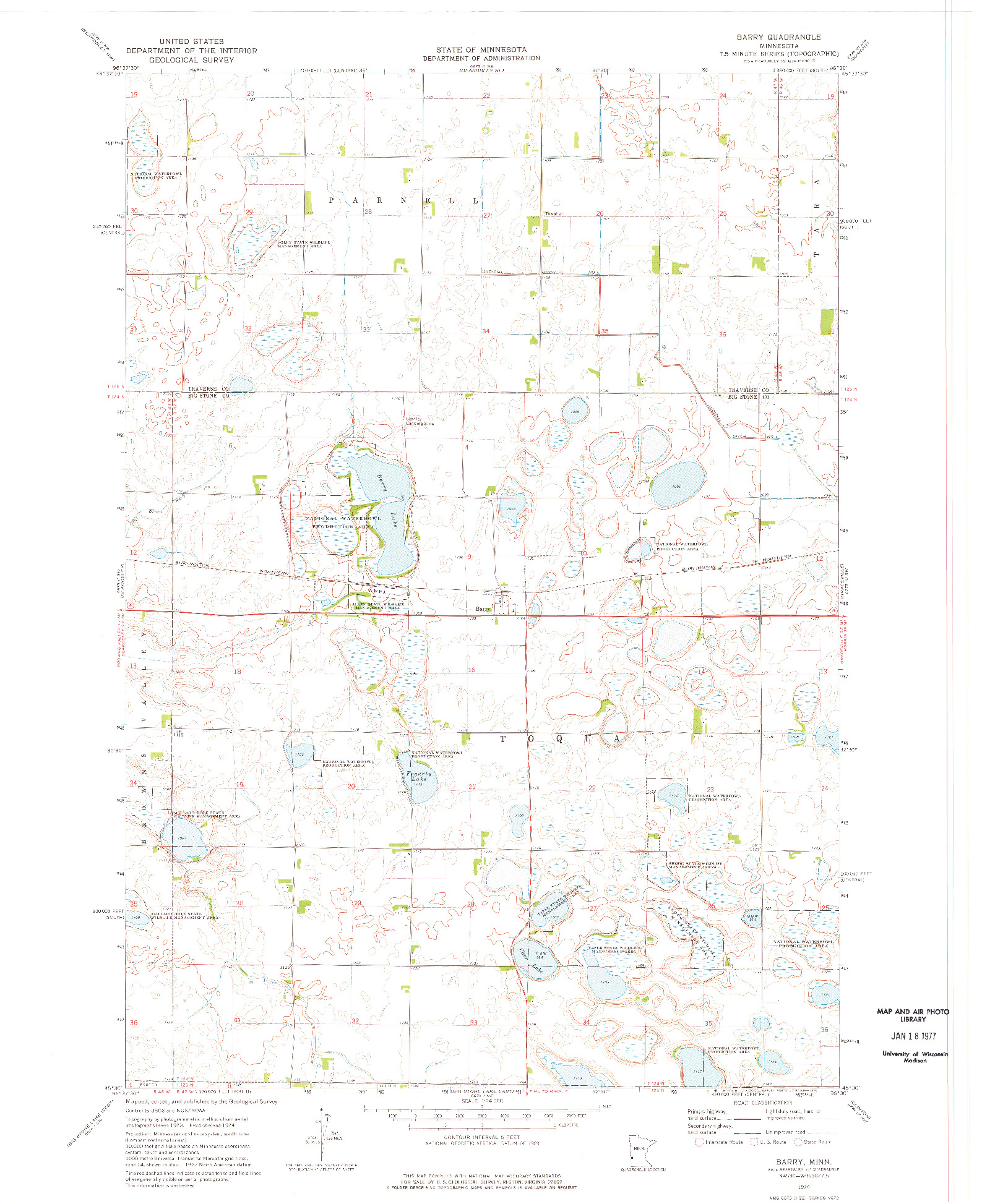 USGS 1:24000-SCALE QUADRANGLE FOR BARRY, MN 1974