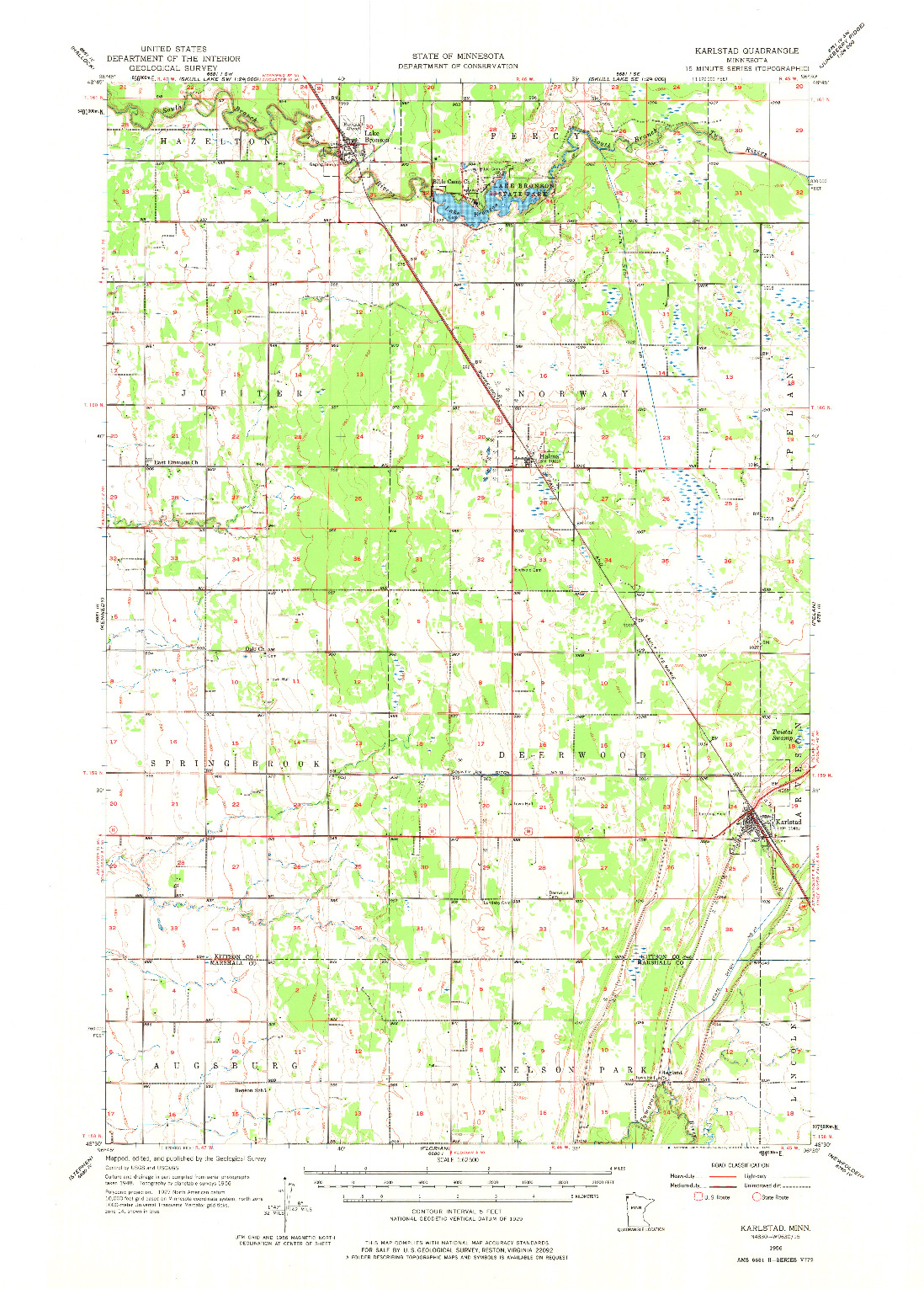 USGS 1:62500-SCALE QUADRANGLE FOR KARLSTAD, MN 1956