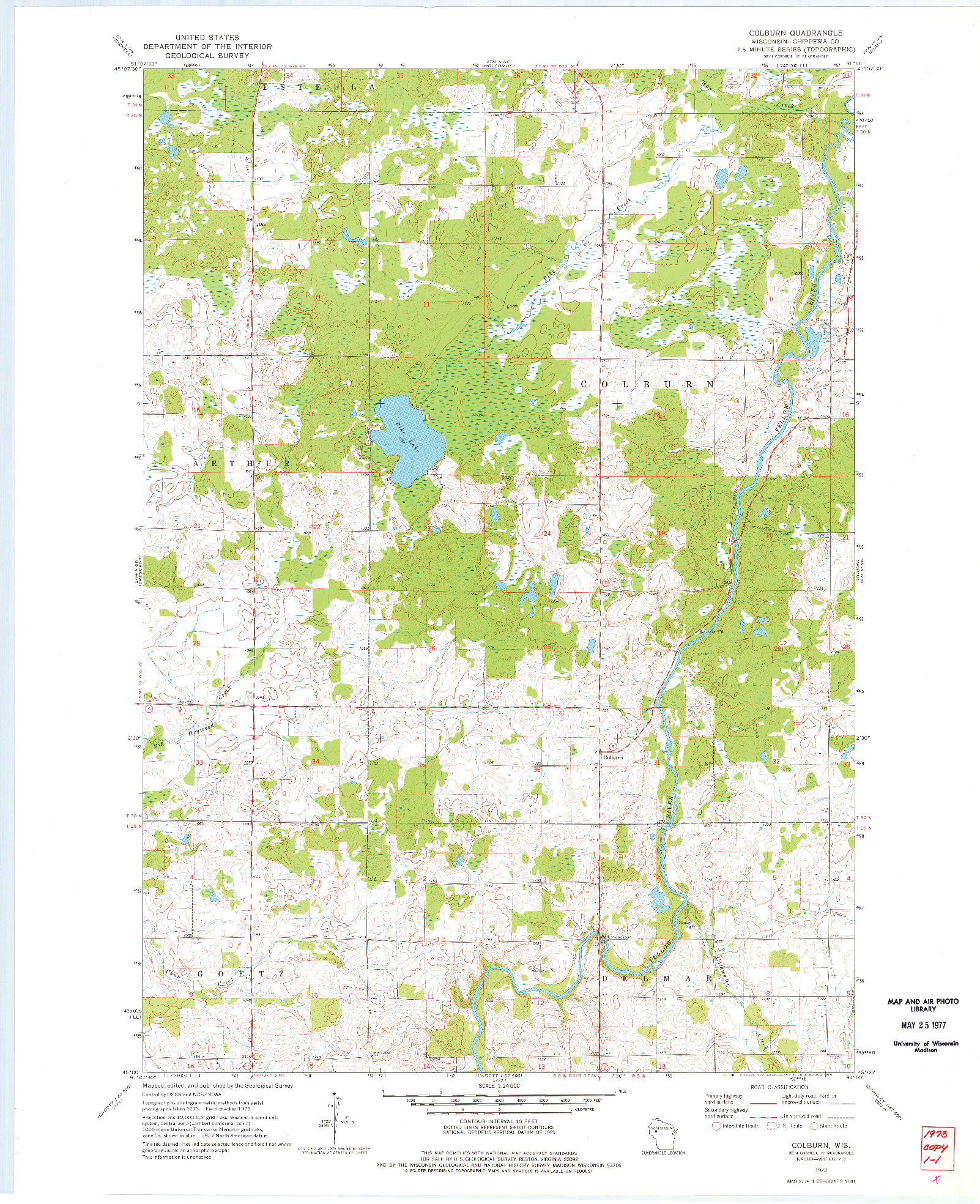 USGS 1:24000-SCALE QUADRANGLE FOR COLBURN, WI 1973