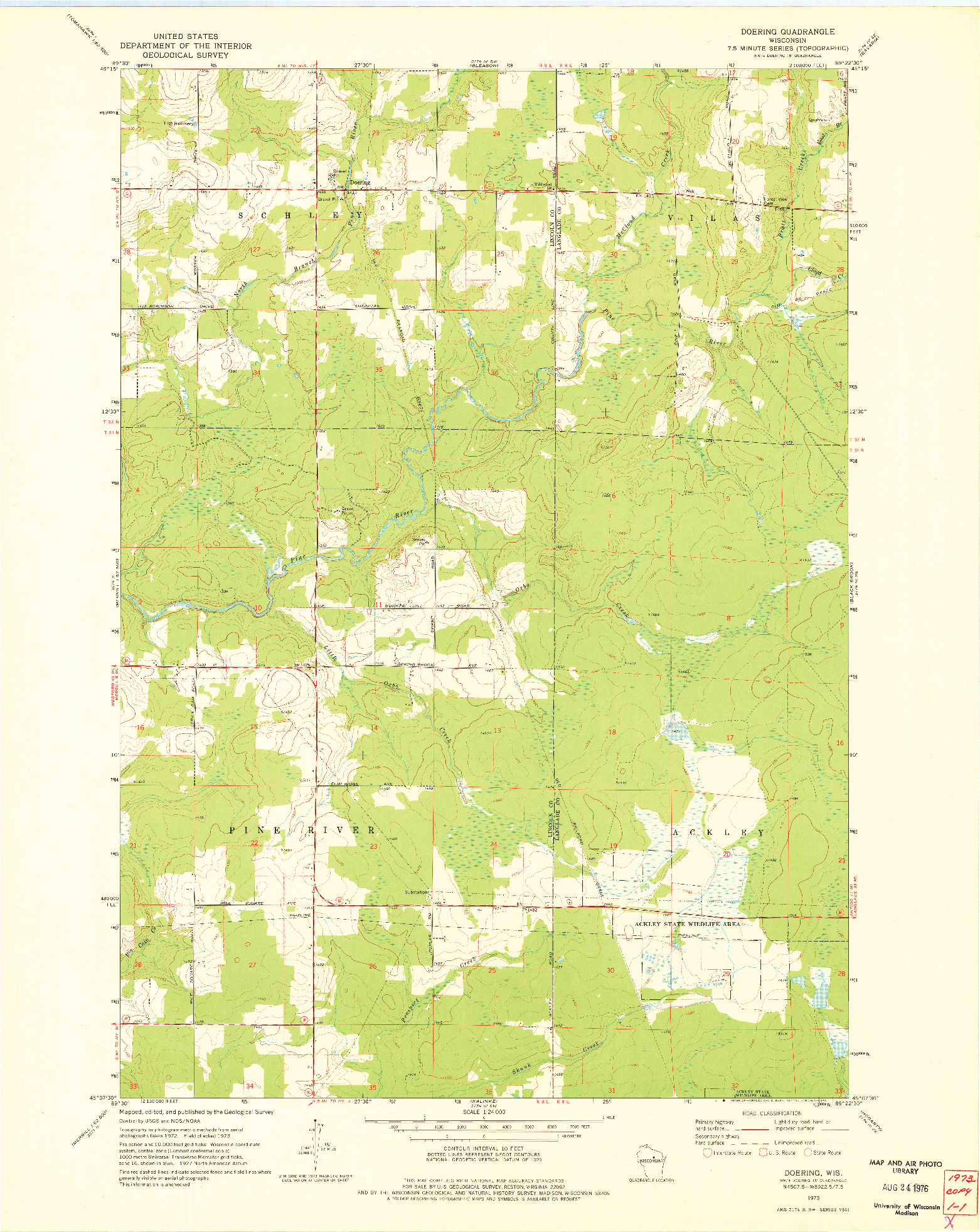 USGS 1:24000-SCALE QUADRANGLE FOR DOERING, WI 1973