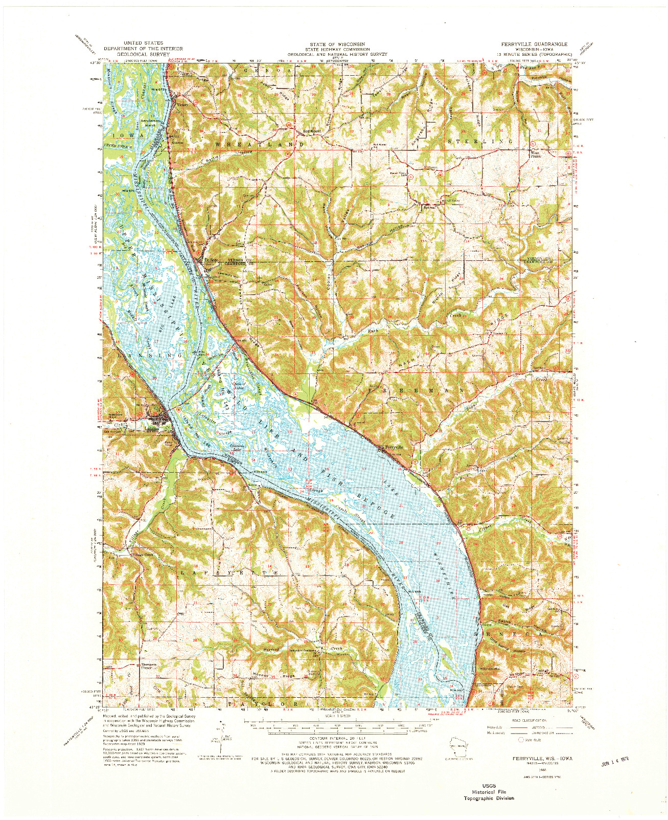 USGS 1:62500-SCALE QUADRANGLE FOR FERRYVILLE, WI 1966